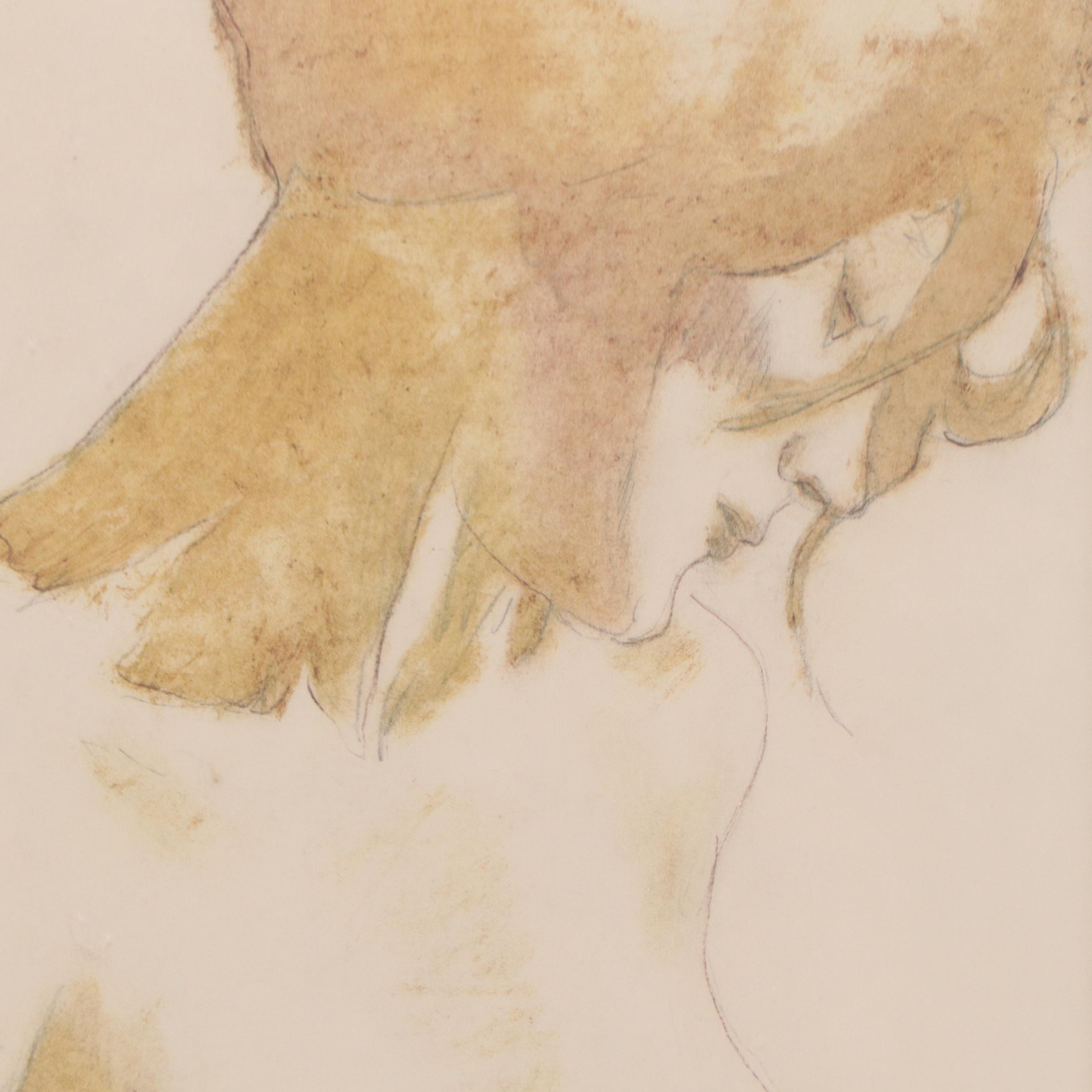 John Heritage Wright Figurative Oil Sketch "Ochre Nude", Circa 1970