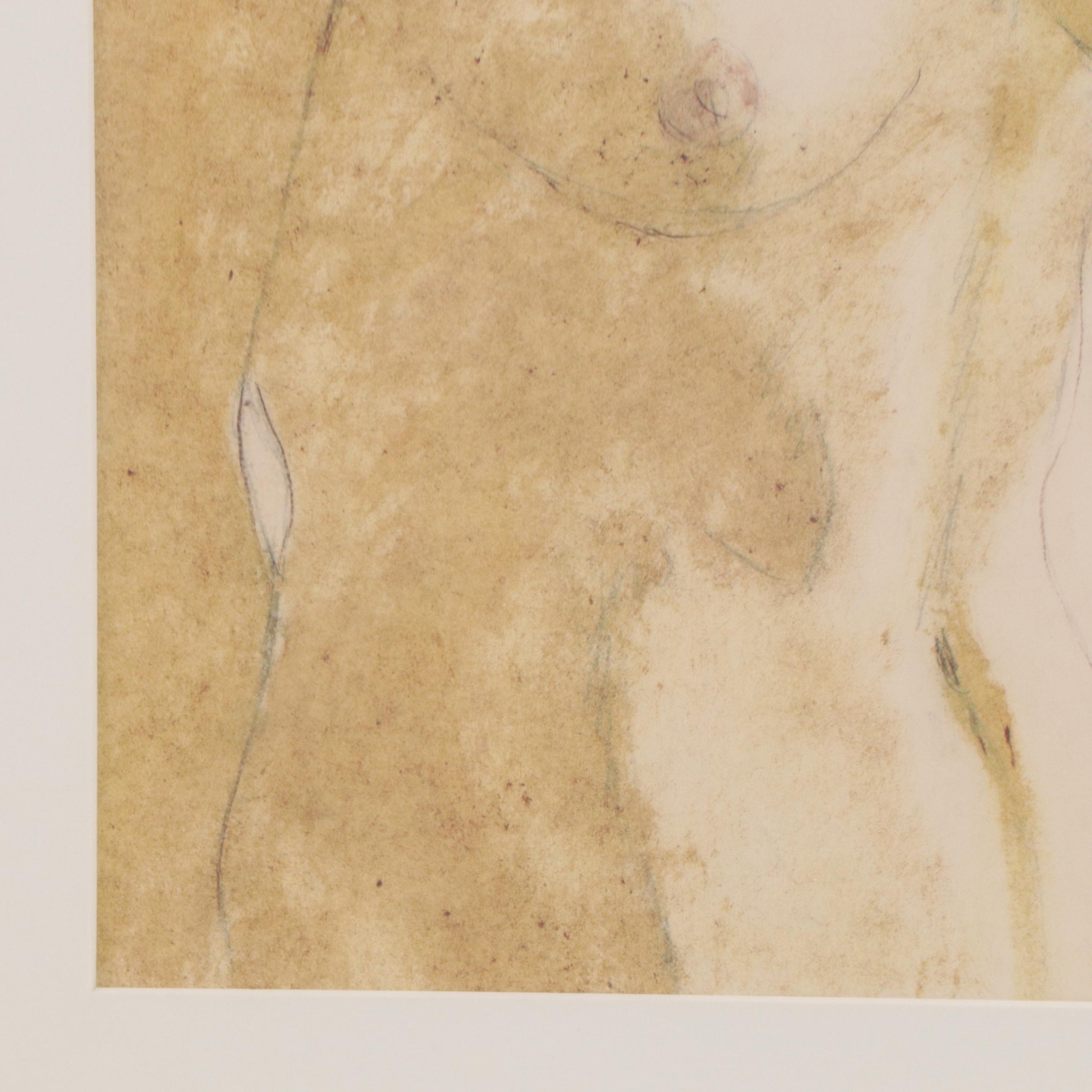 John Heritage Wright Figurative Oil Sketch "Ochre Nude", Circa 1970