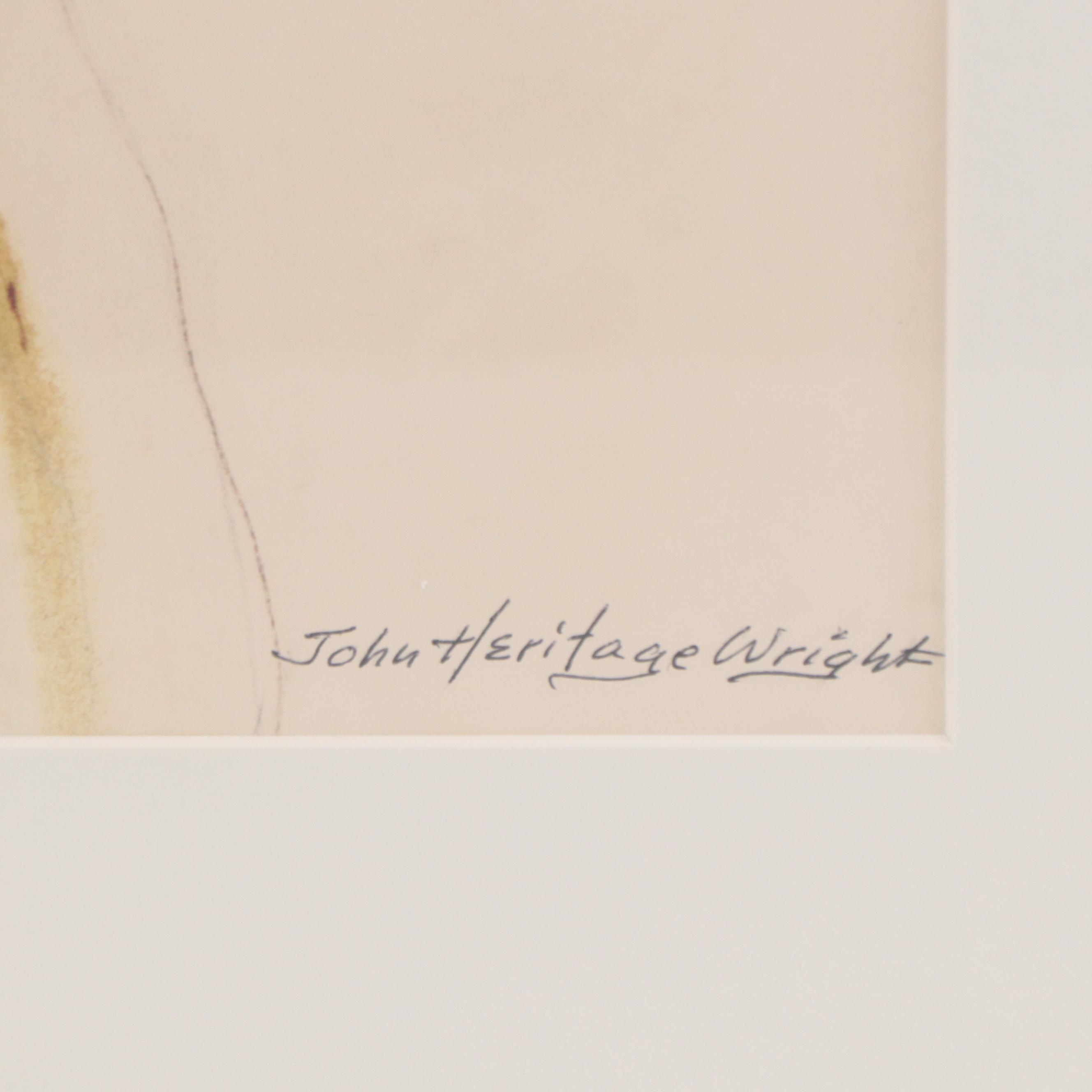 John Heritage Wright Figurative Oil Sketch "Ochre Nude", Circa 1970