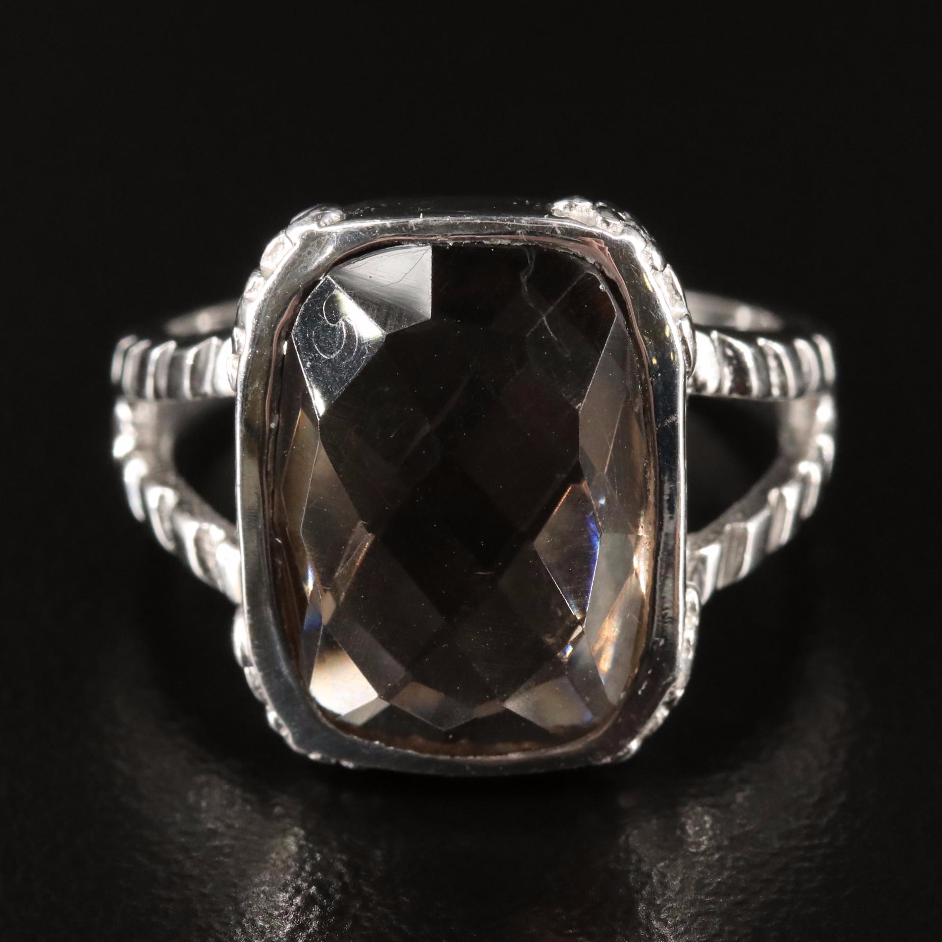 Sterling and Smoky Quartz Ring