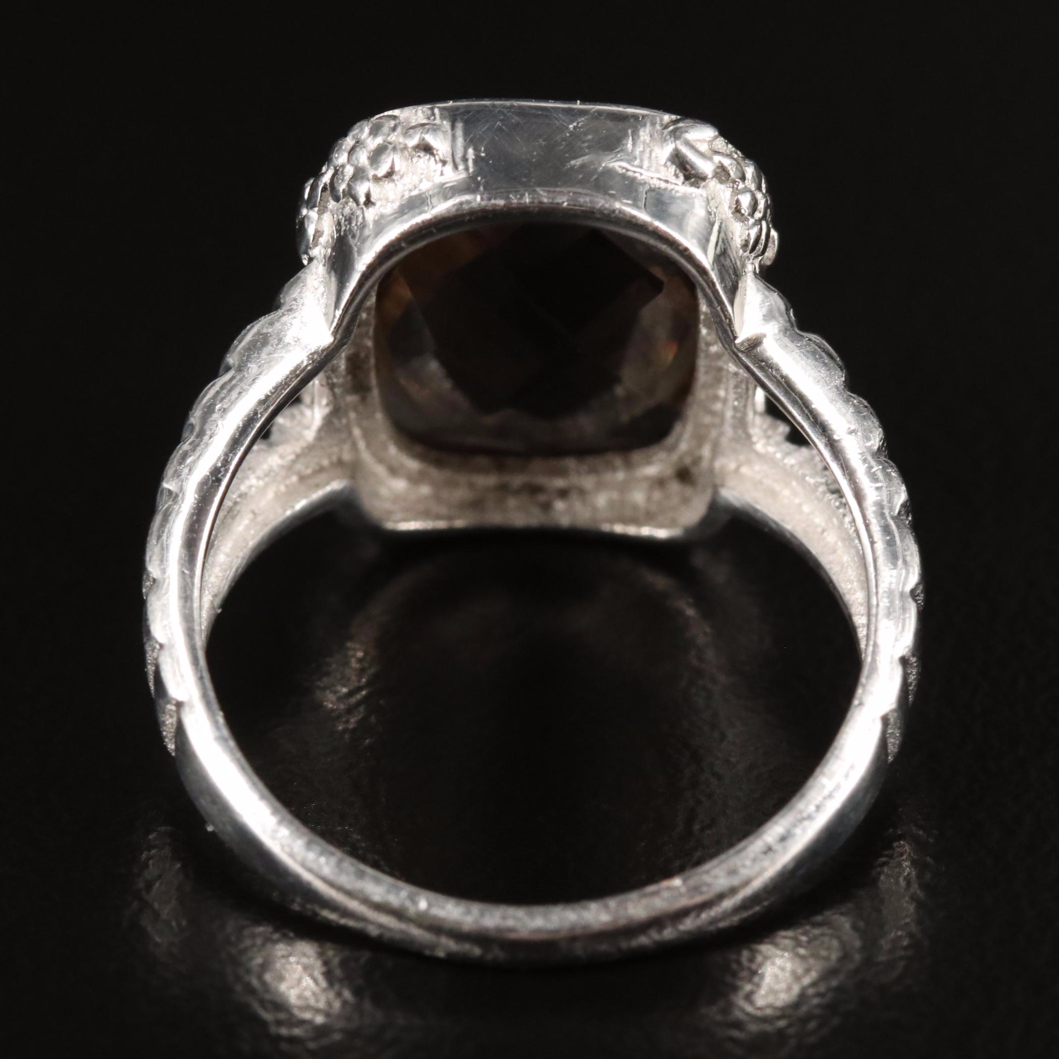 Sterling and Smoky Quartz Ring