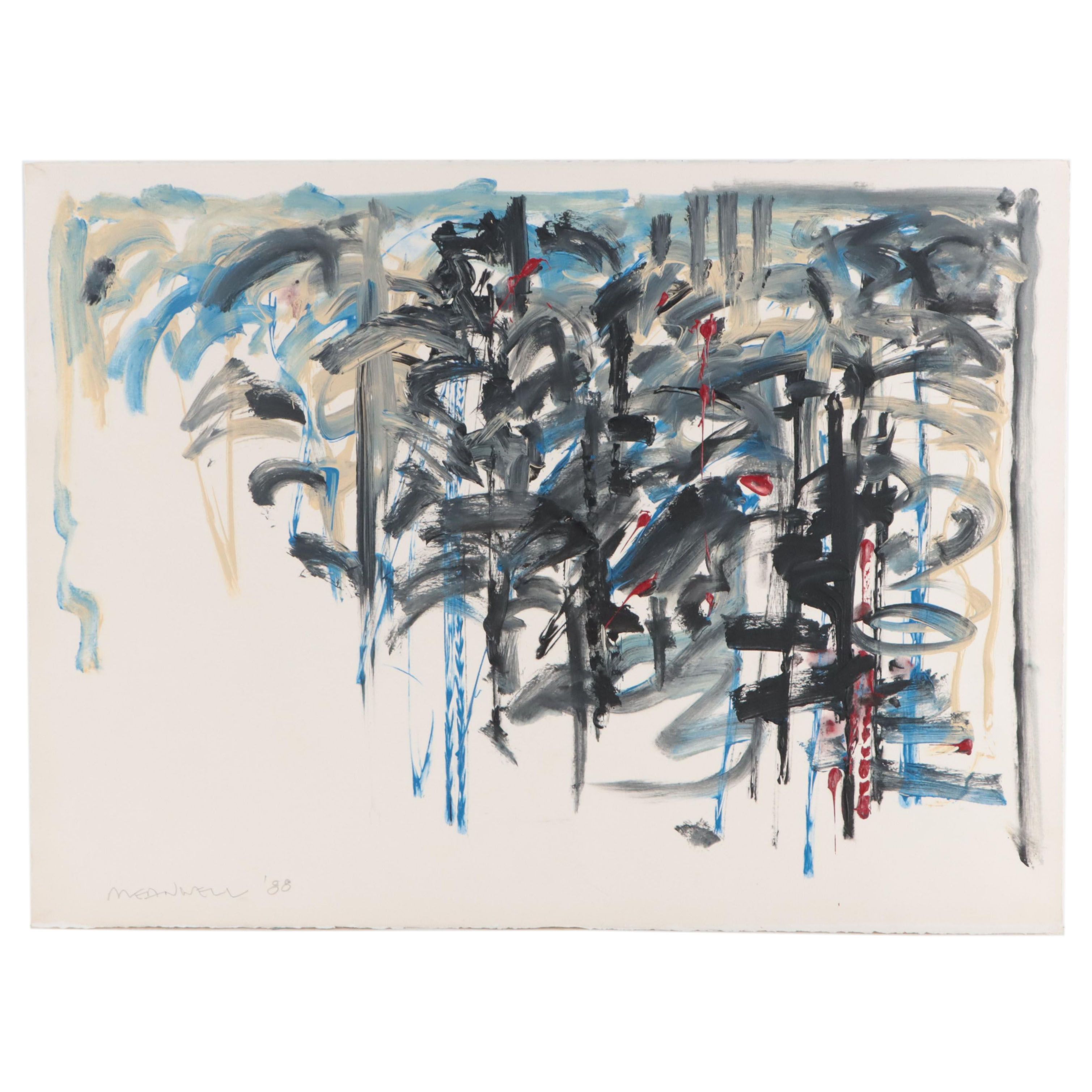 Jack Meanwell Abstract Landscape Acrylic Painting, 1988