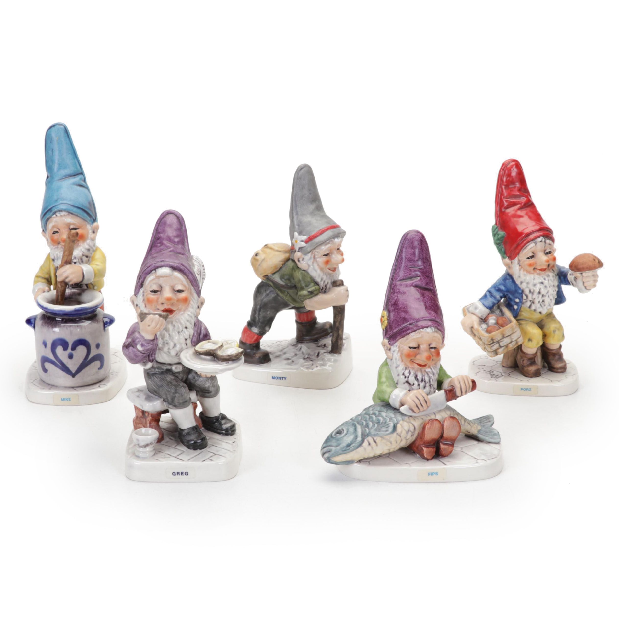 Goebel "Fips, "Monty", "Greg", "Mike" and "Porz" Porcelain Co-Boy Figurines