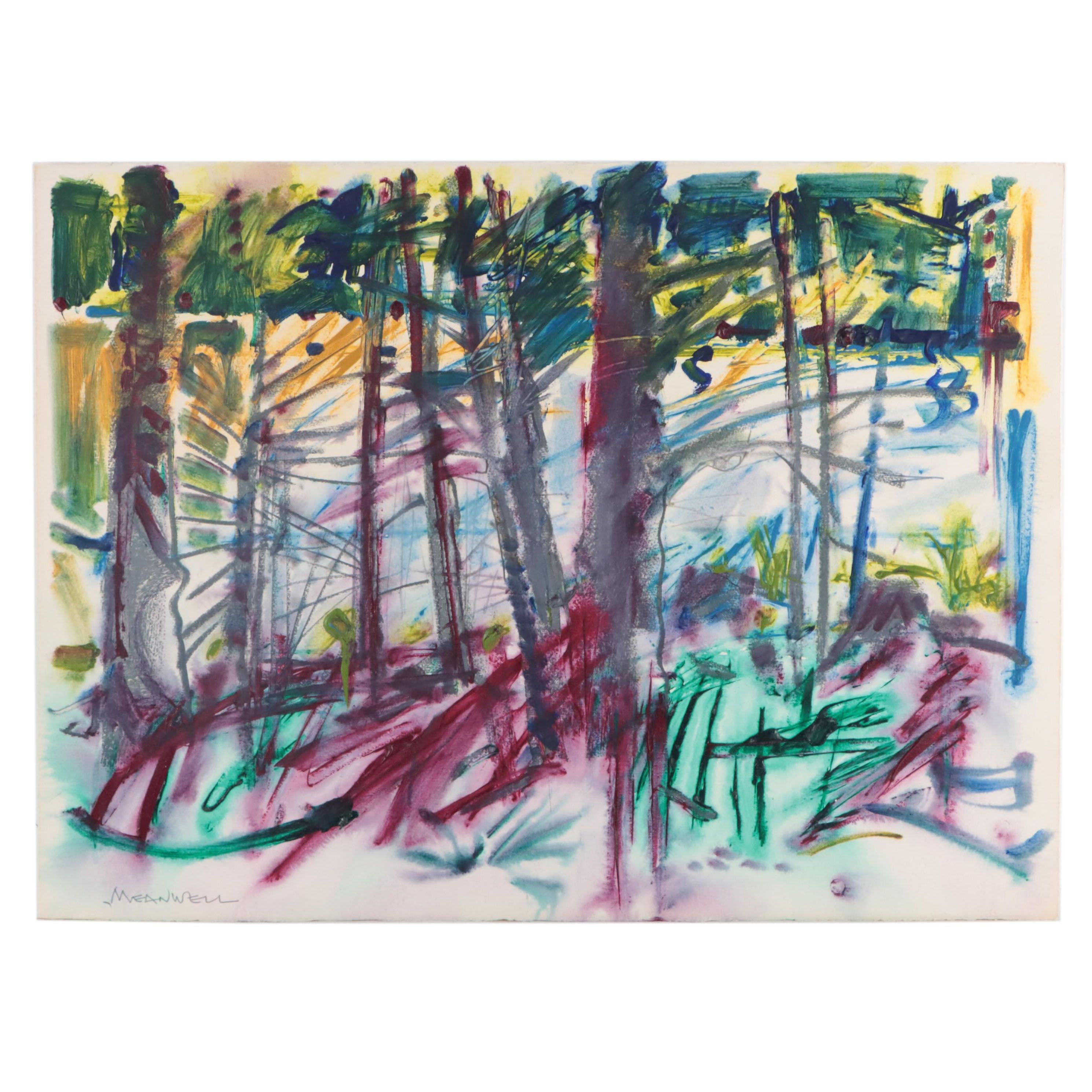 Jack Meanwell Abstract Landscape Mixed Media Painting