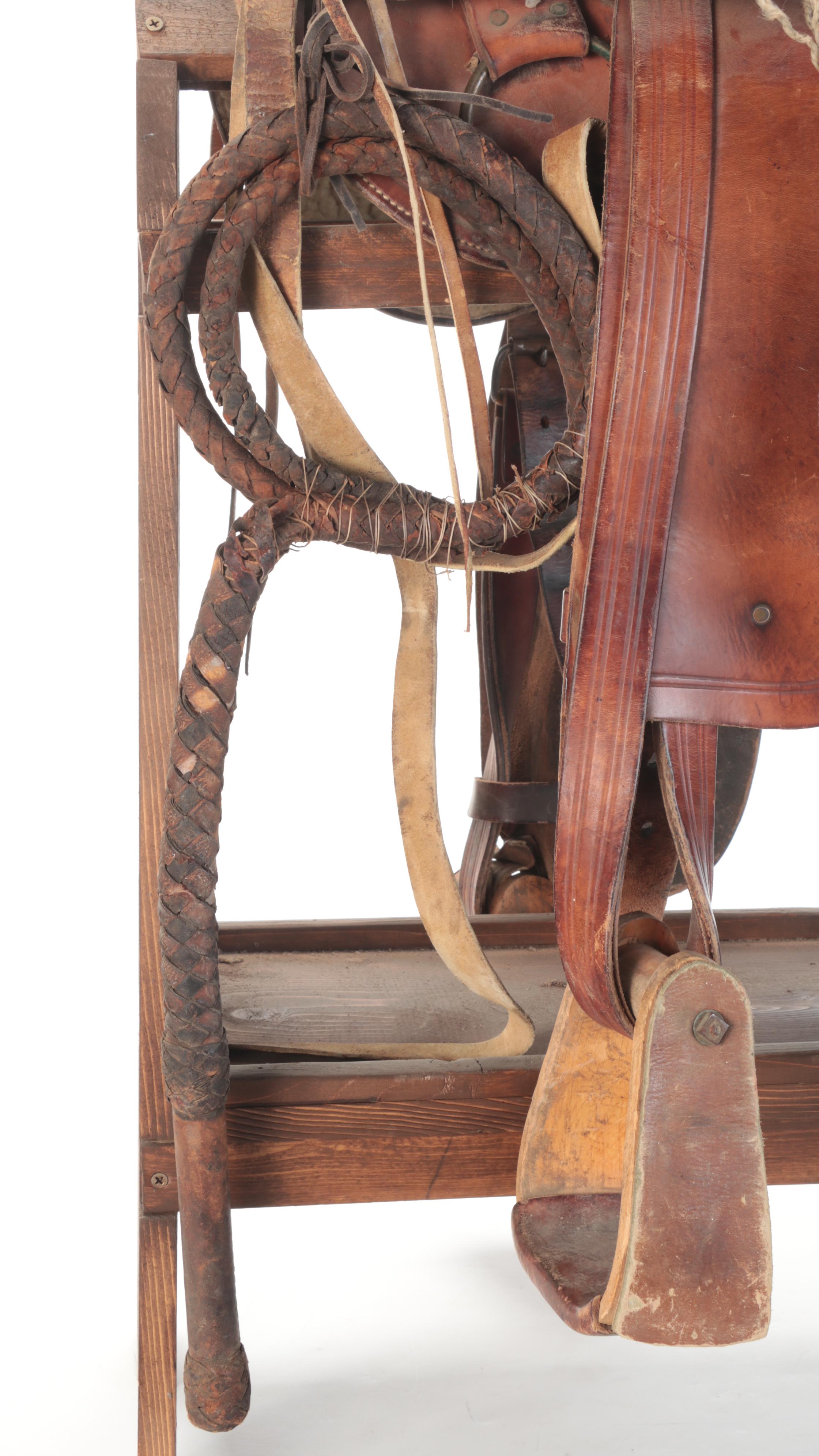 Leather Western All Purpose Saddle with Whip