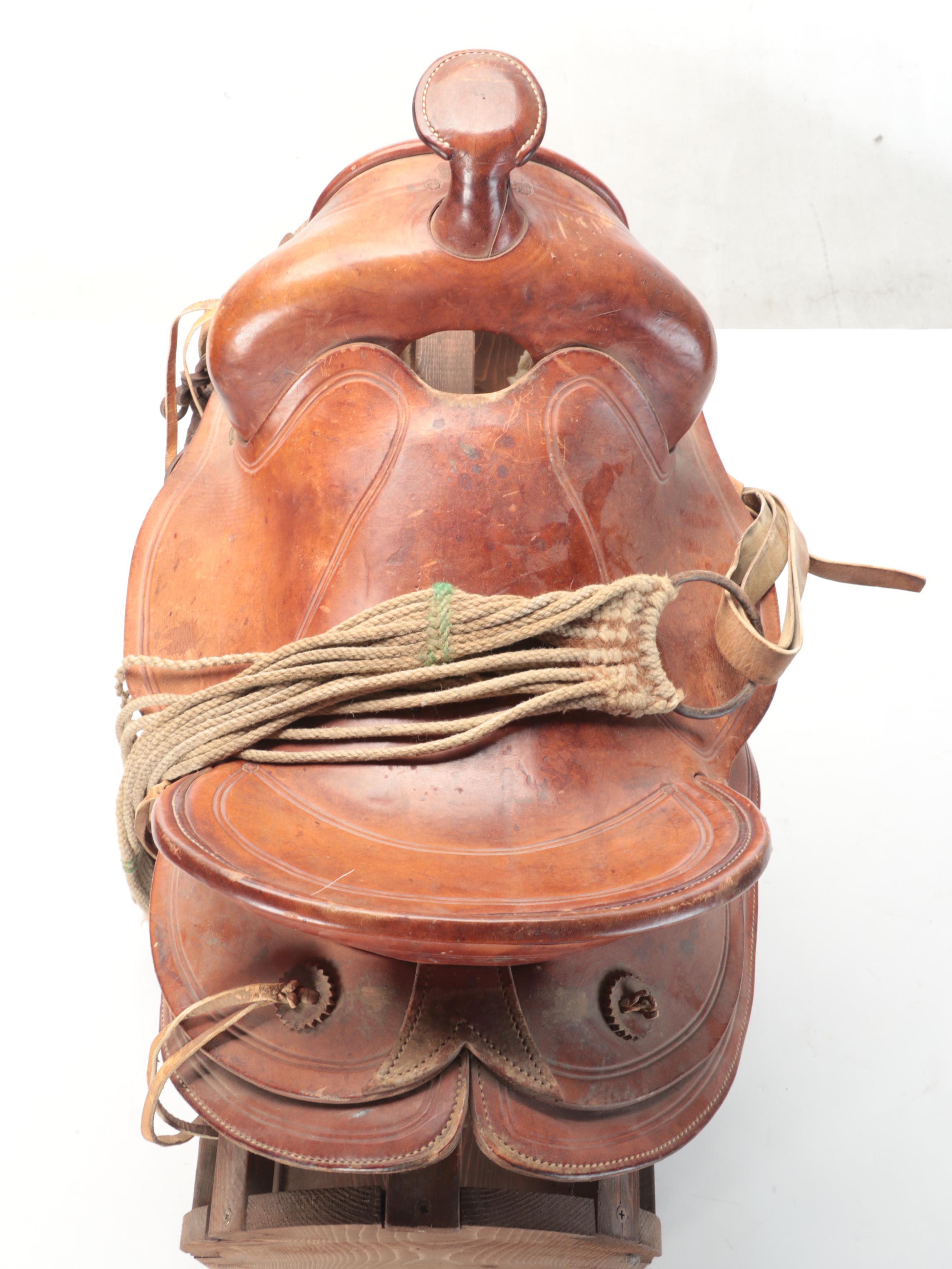 Leather Western All Purpose Saddle with Whip