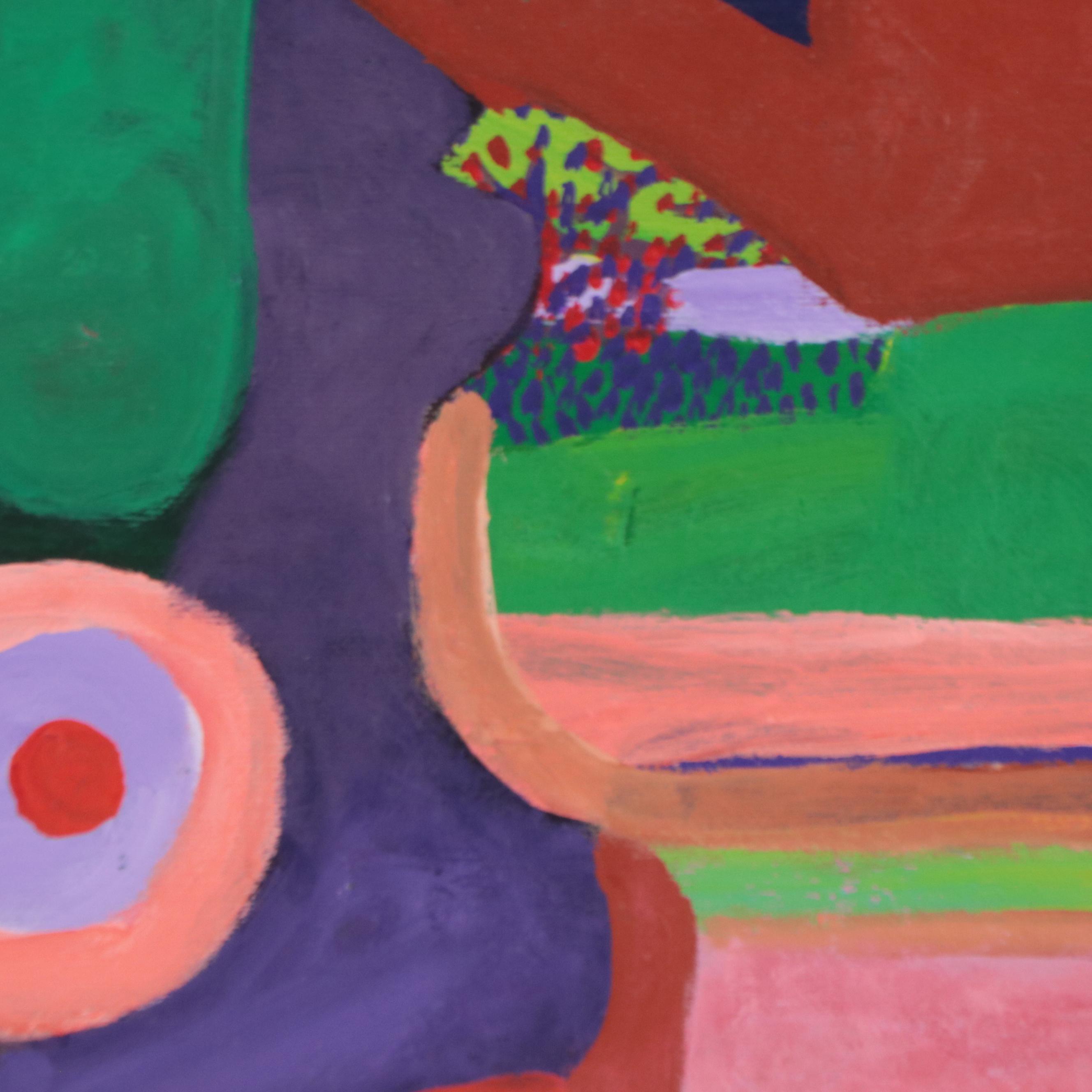 Louise Abrams Abstract Acrylic Painting, 1970s