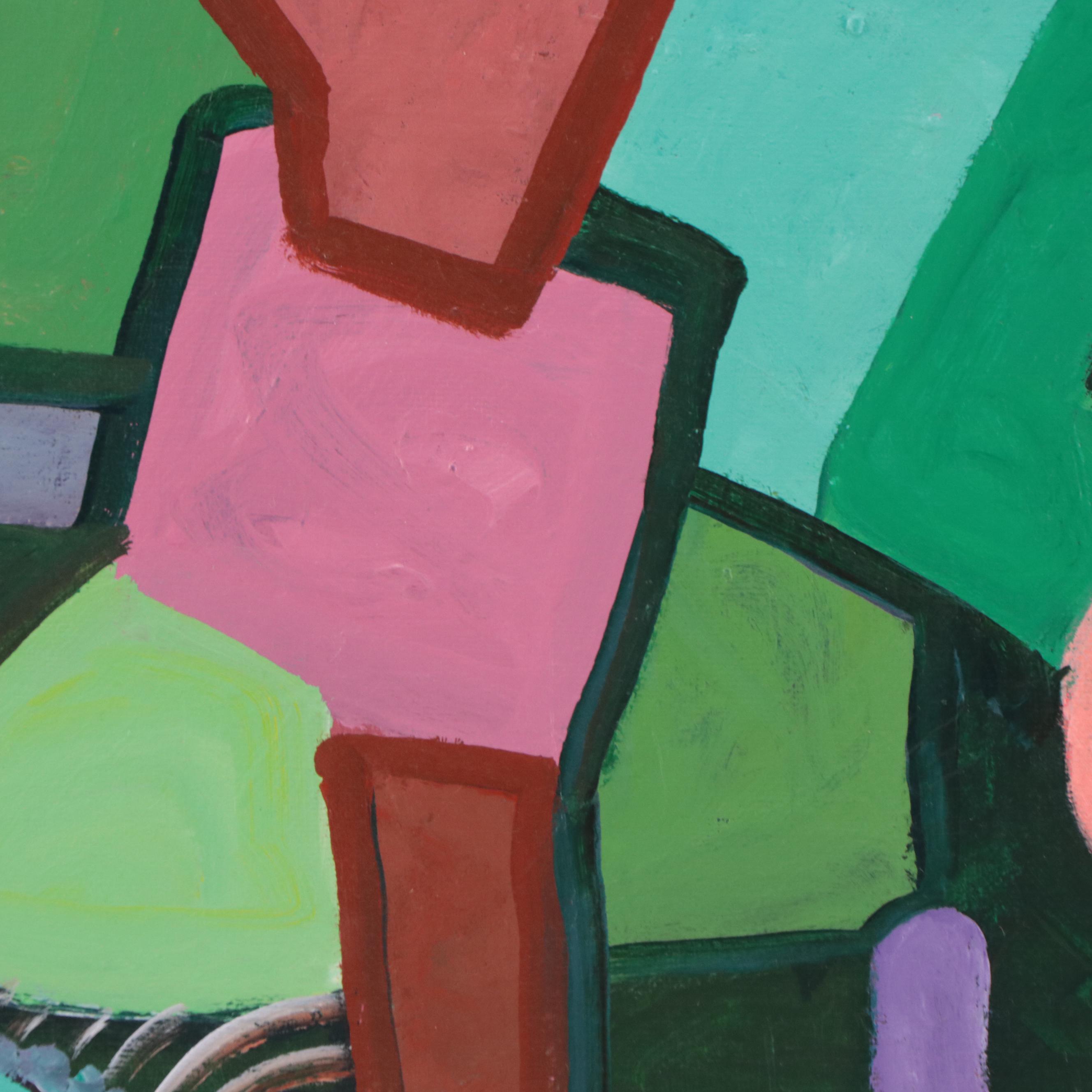 Louise Abrams Abstract Acrylic Painting, 1970s