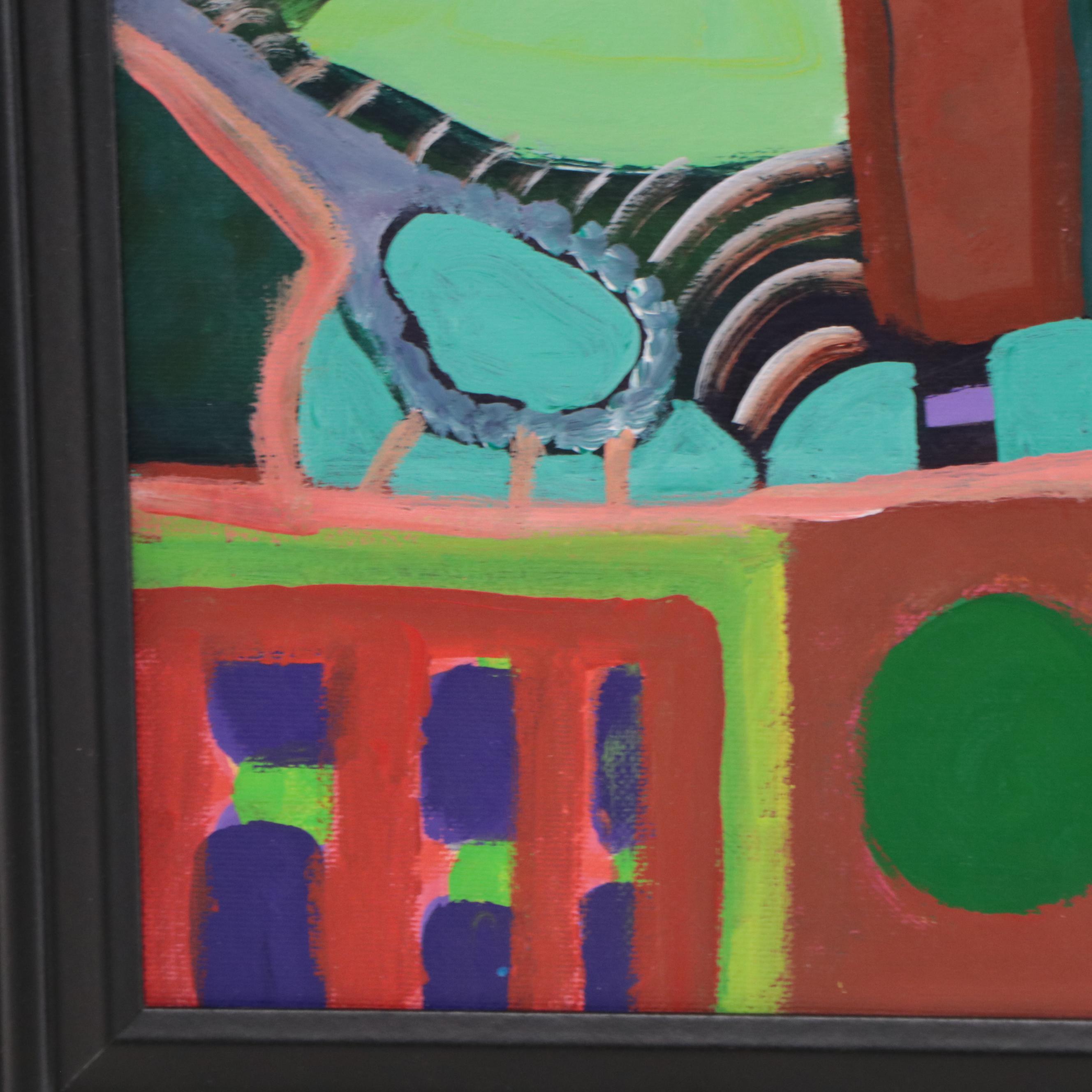 Louise Abrams Abstract Acrylic Painting, 1970s