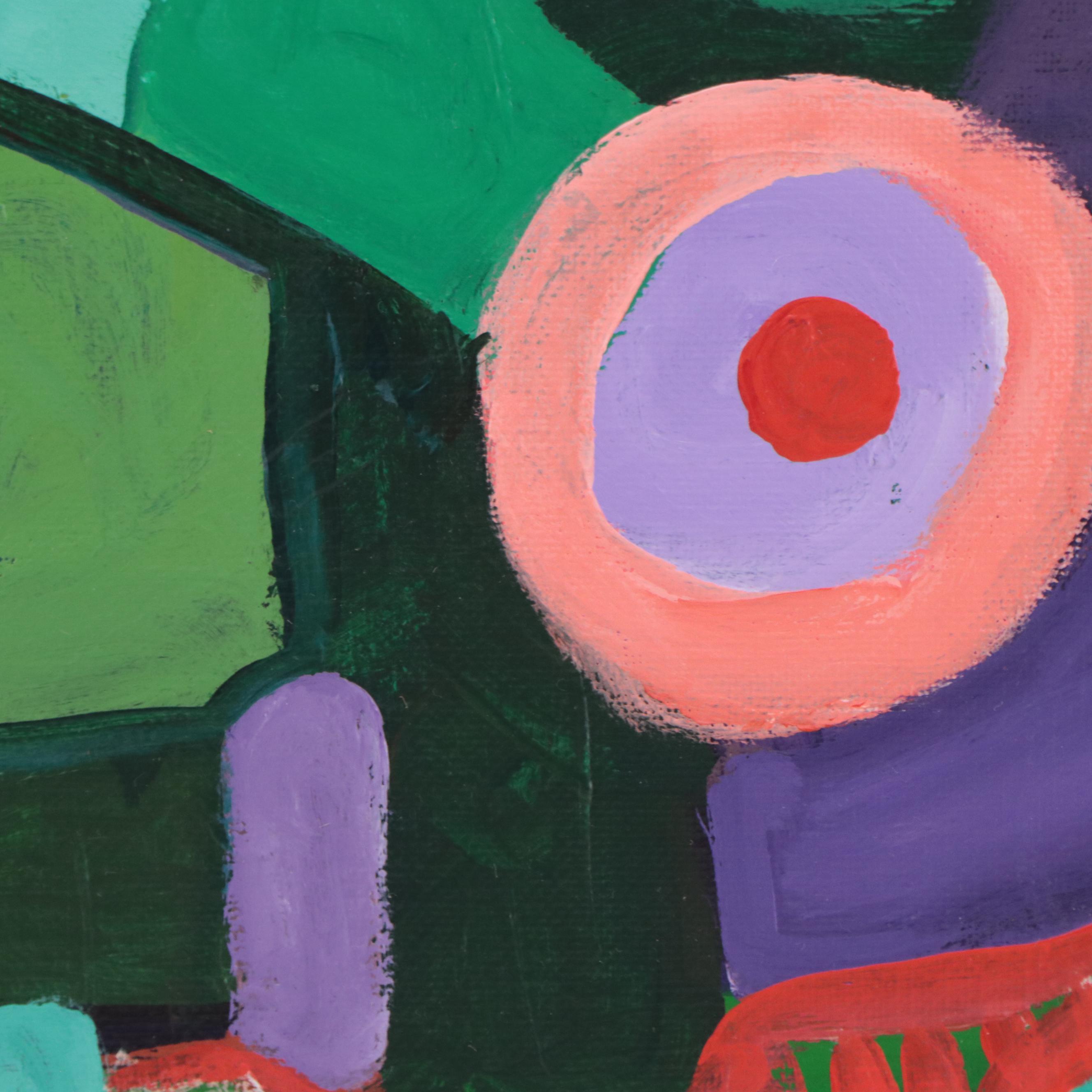 Louise Abrams Abstract Acrylic Painting, 1970s