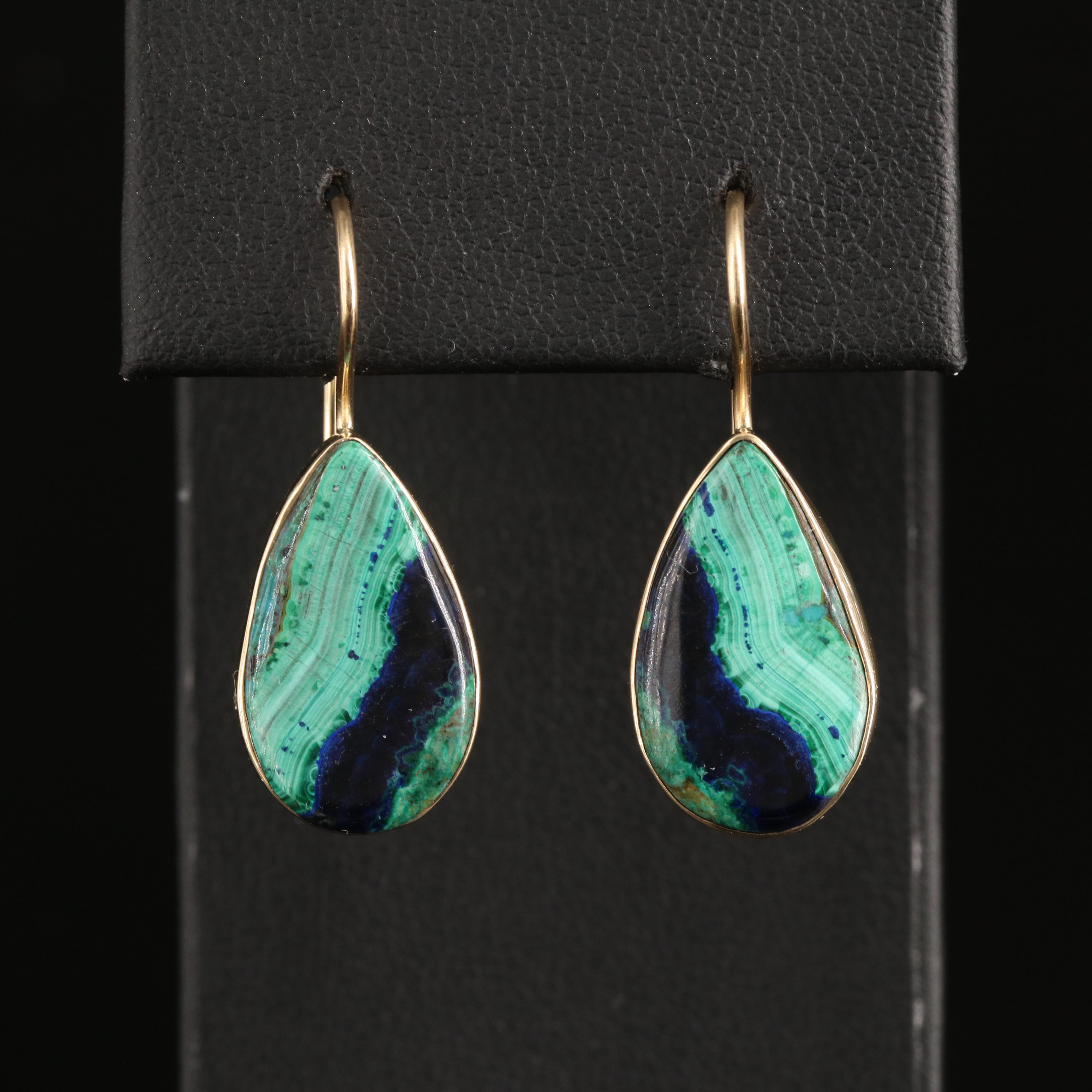 Joseph Cyberski 14K Azurmalachite Teardrop Earrings
