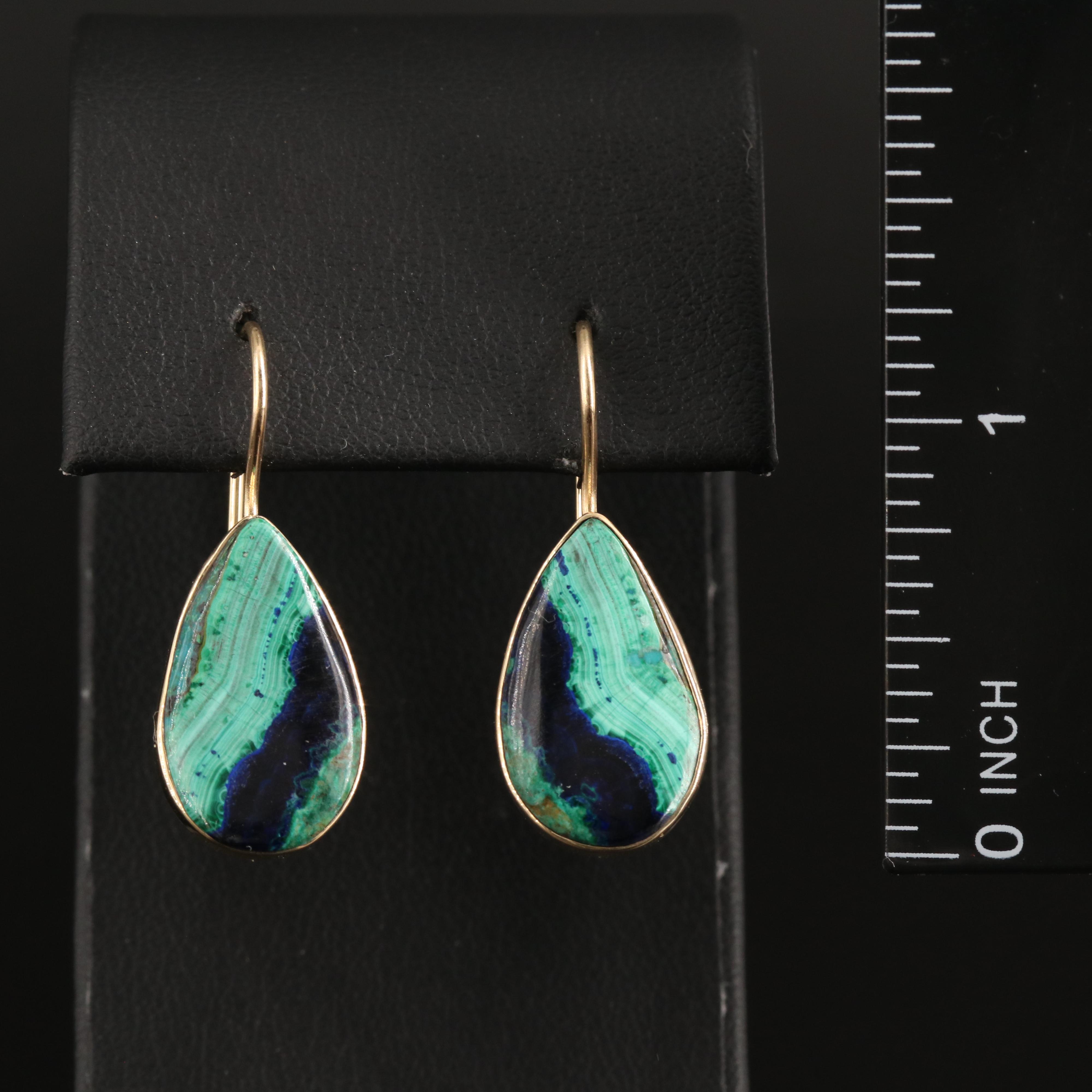 Joseph Cyberski 14K Azurmalachite Teardrop Earrings