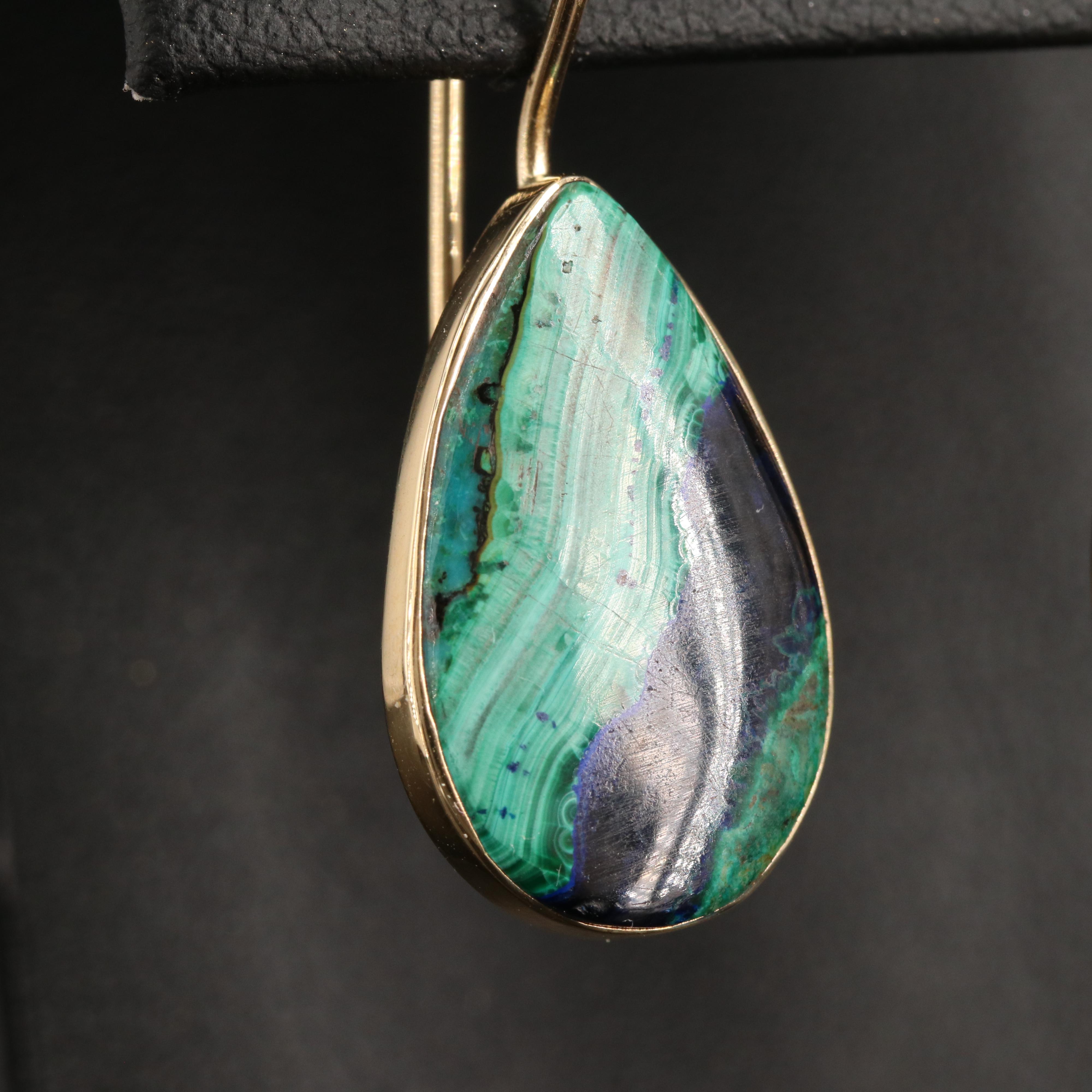 Joseph Cyberski 14K Azurmalachite Teardrop Earrings