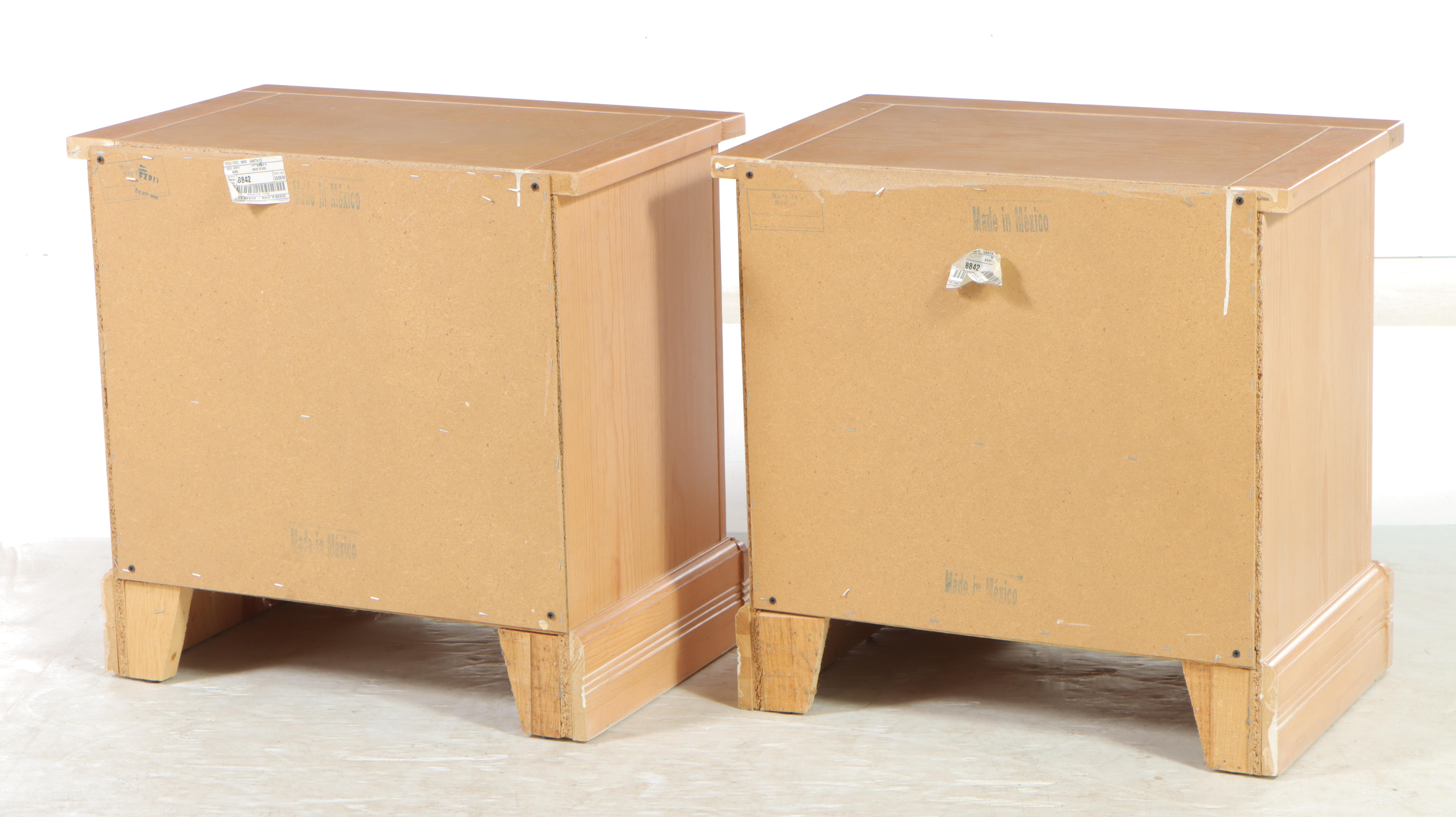 Pair of "Santa Fe" Cerused Pine Two-Drawer Nightstands, Late 20th Century
