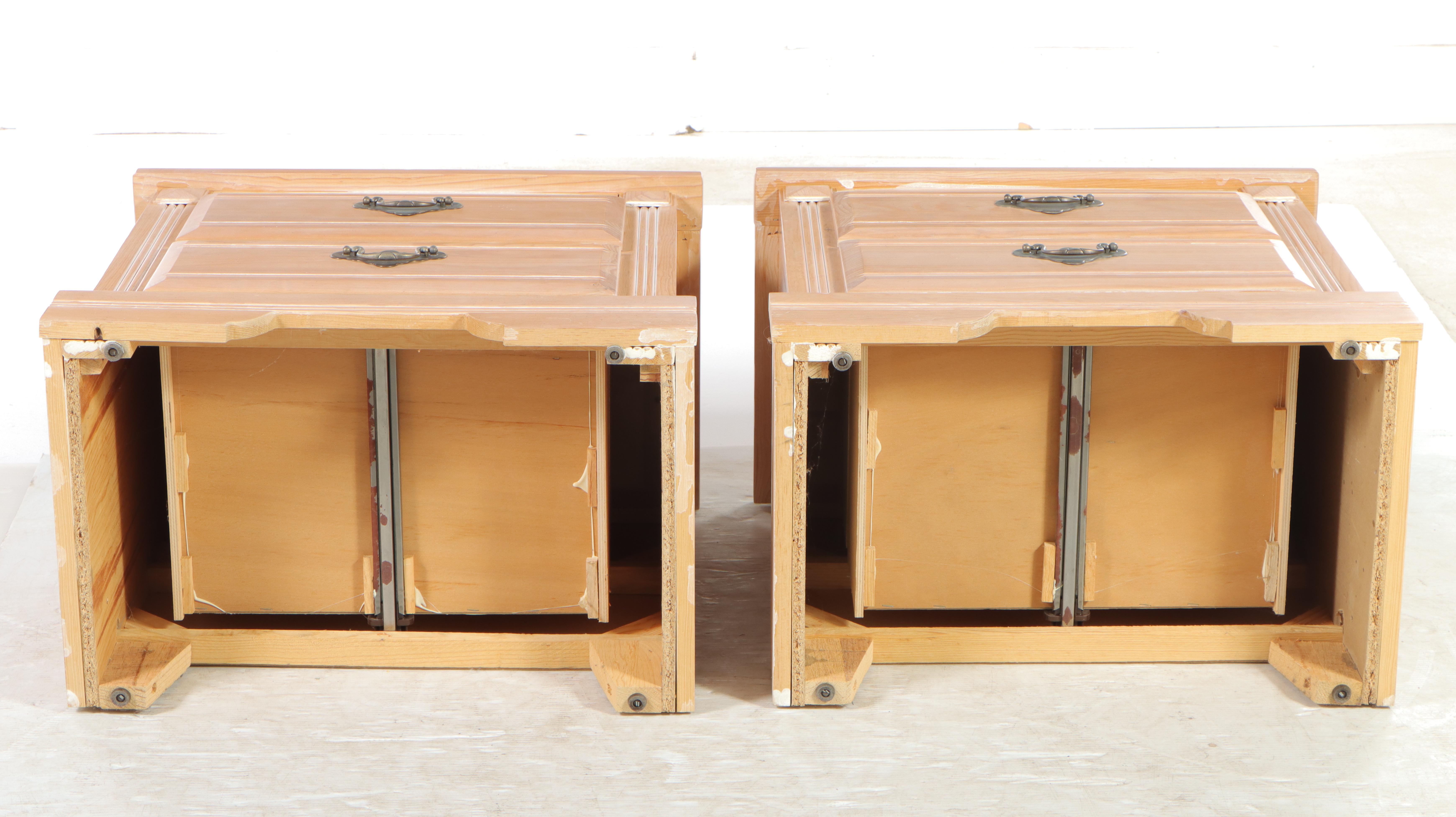 Pair of "Santa Fe" Cerused Pine Two-Drawer Nightstands, Late 20th Century