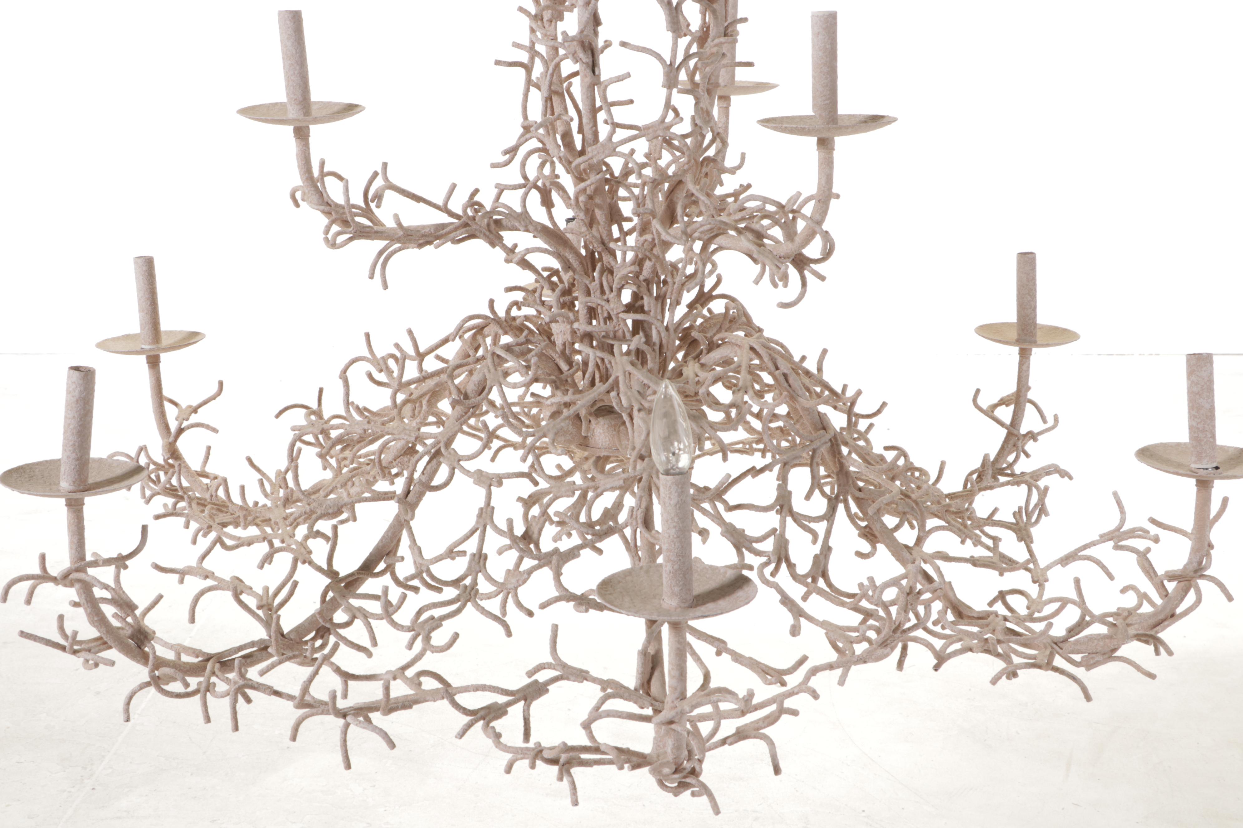 Faux Coral Nine-Arm Chandelier, Mid to Late 20th Century