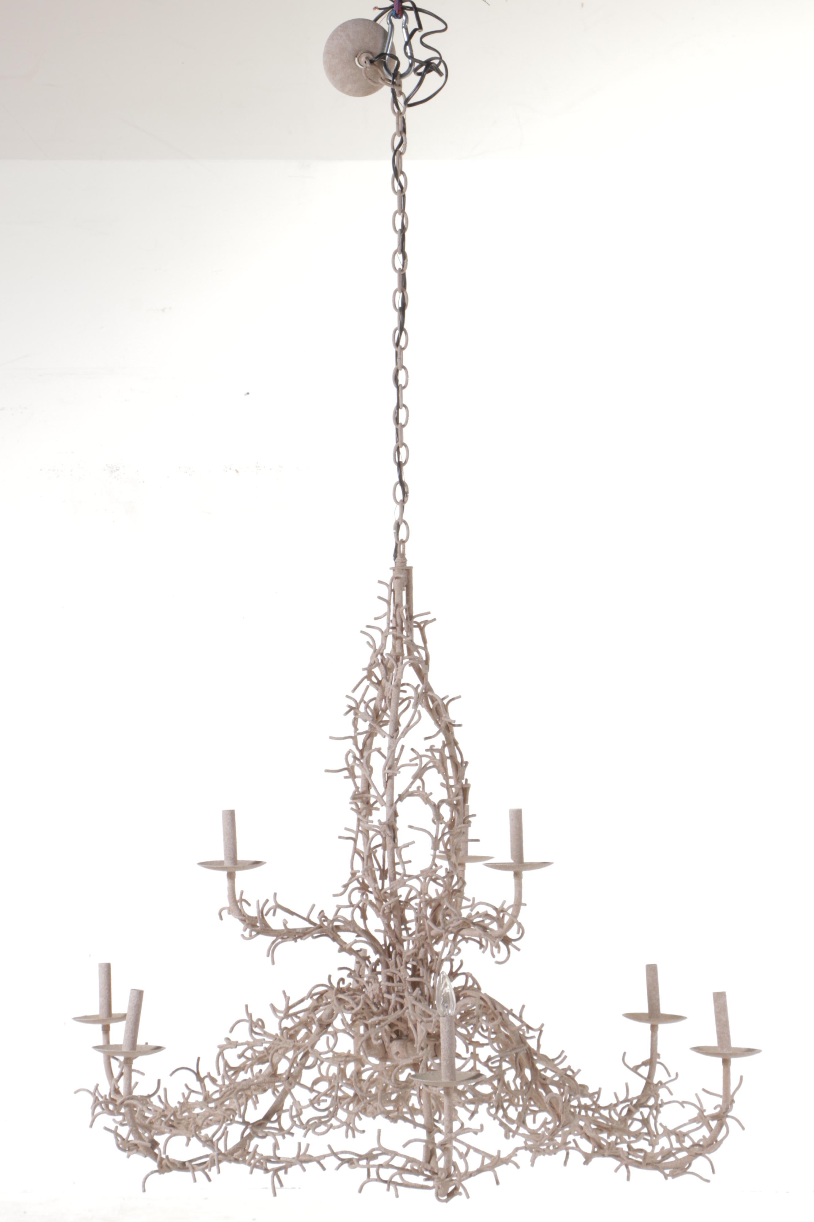 Faux Coral Nine-Arm Chandelier, Mid to Late 20th Century