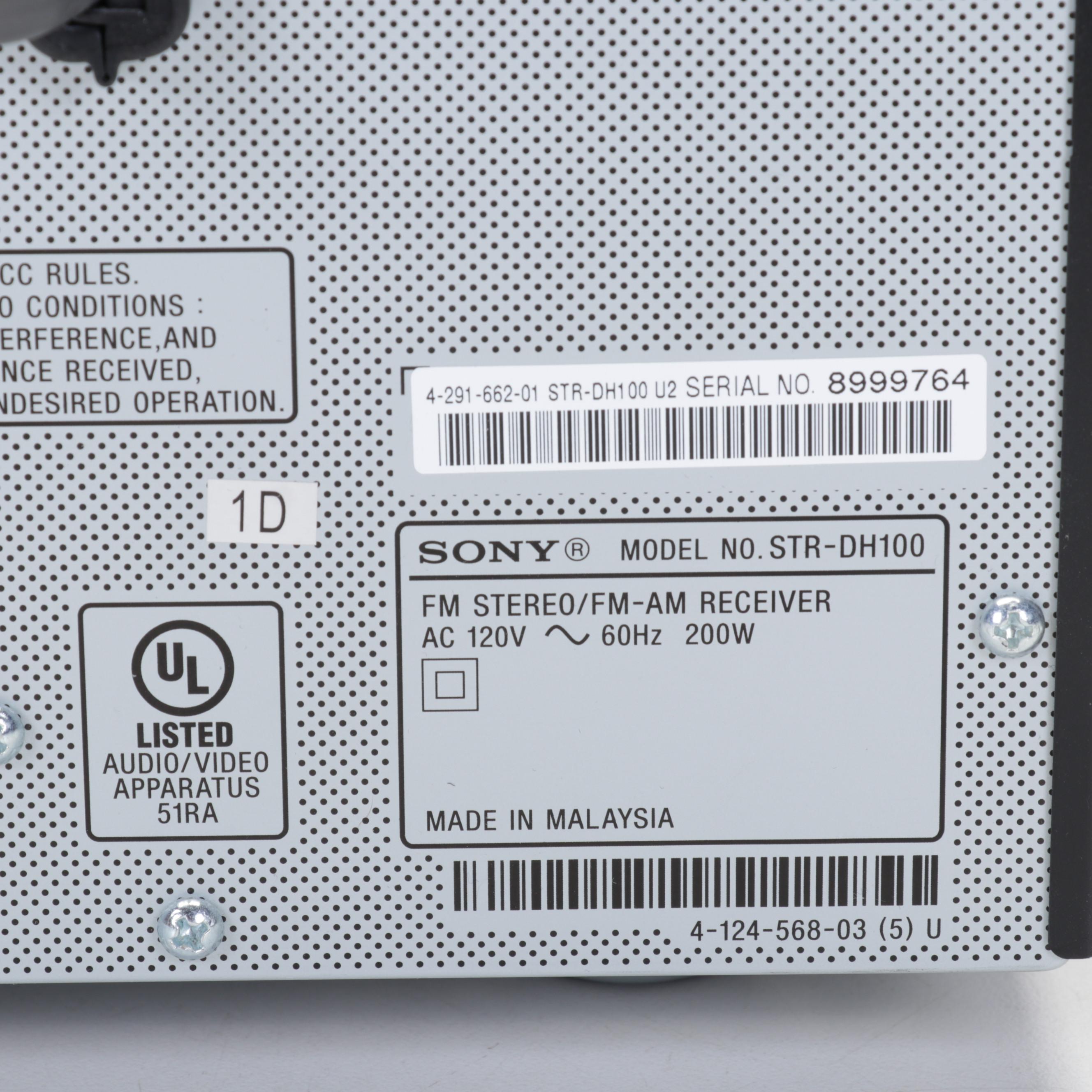 Sony STR-DH100 AM/FM Stereo Receiver