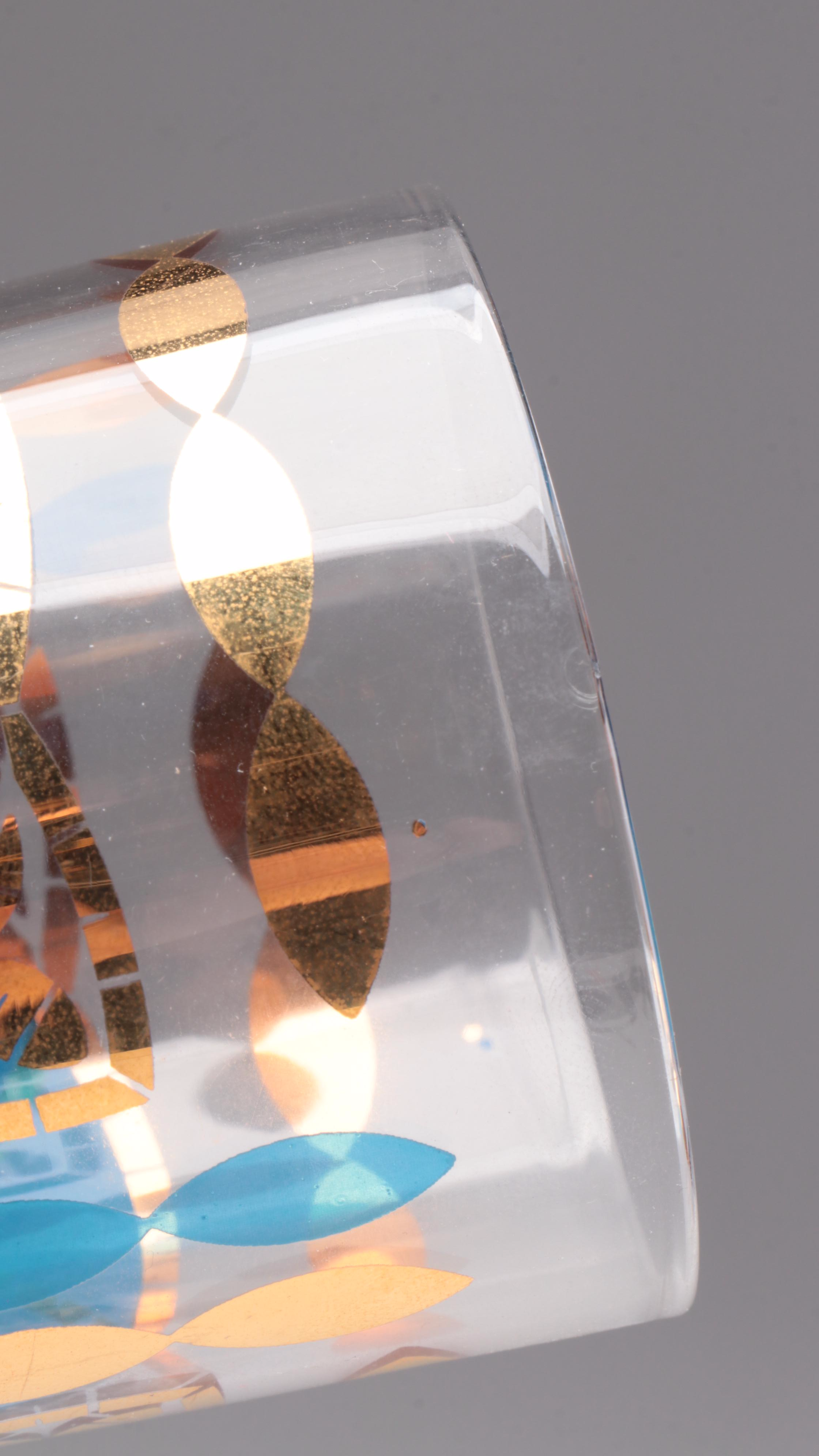 Mid Century Modern Style Blue and Gilt Highball Glasses, Mid-Late 20th Century