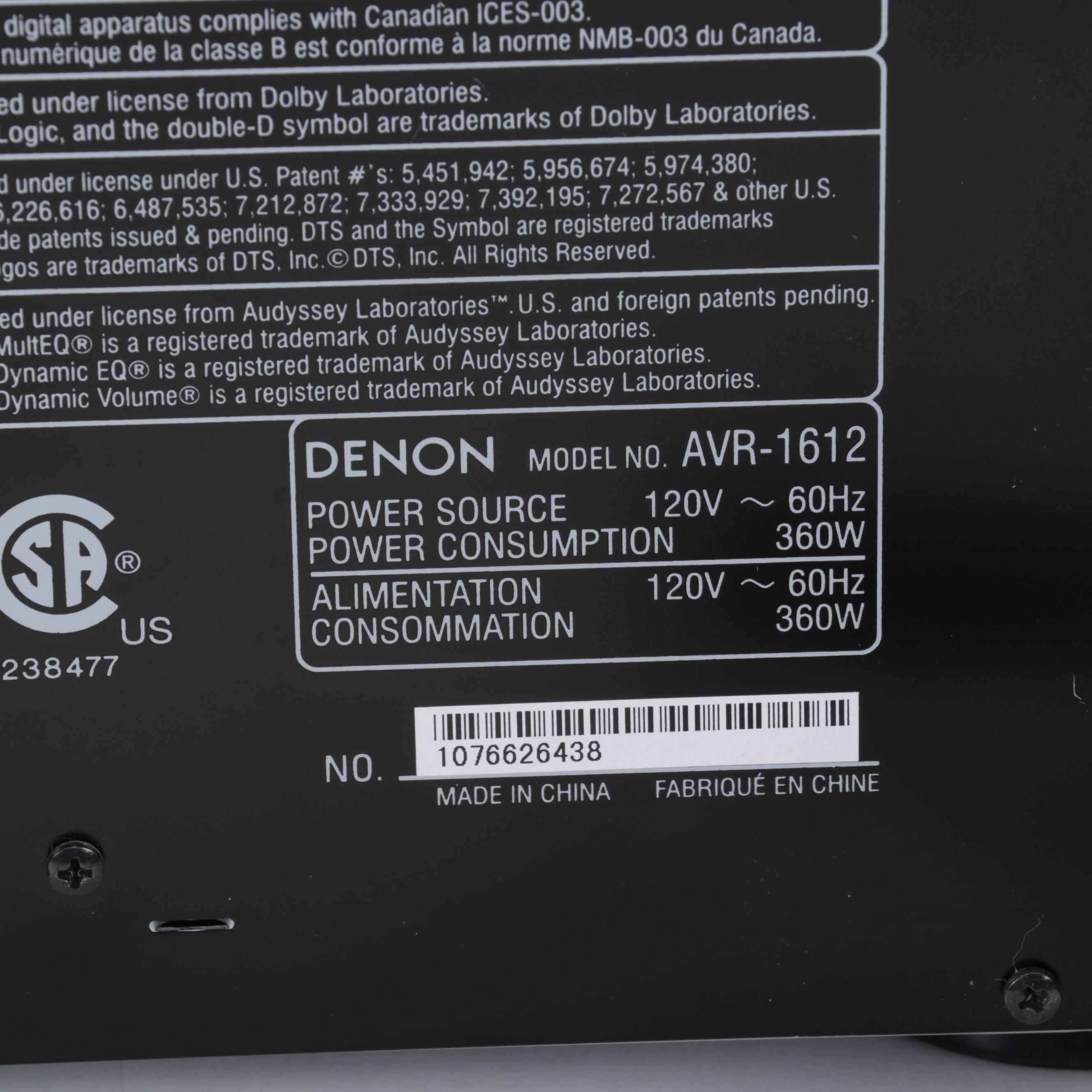 Denon AV Surround Receiver With Remote, 21st Century