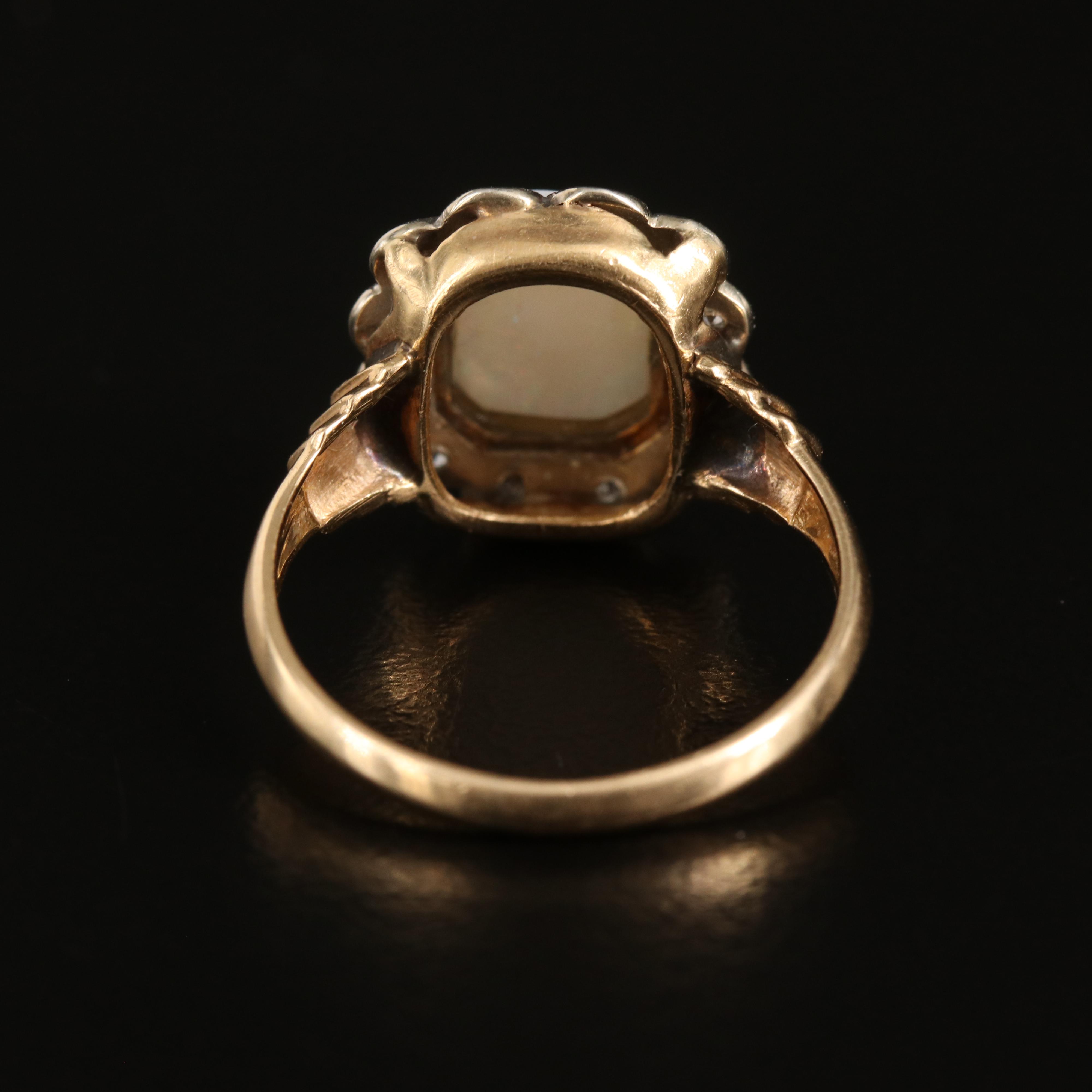 Vintage 14K Opal and Diamond Ring