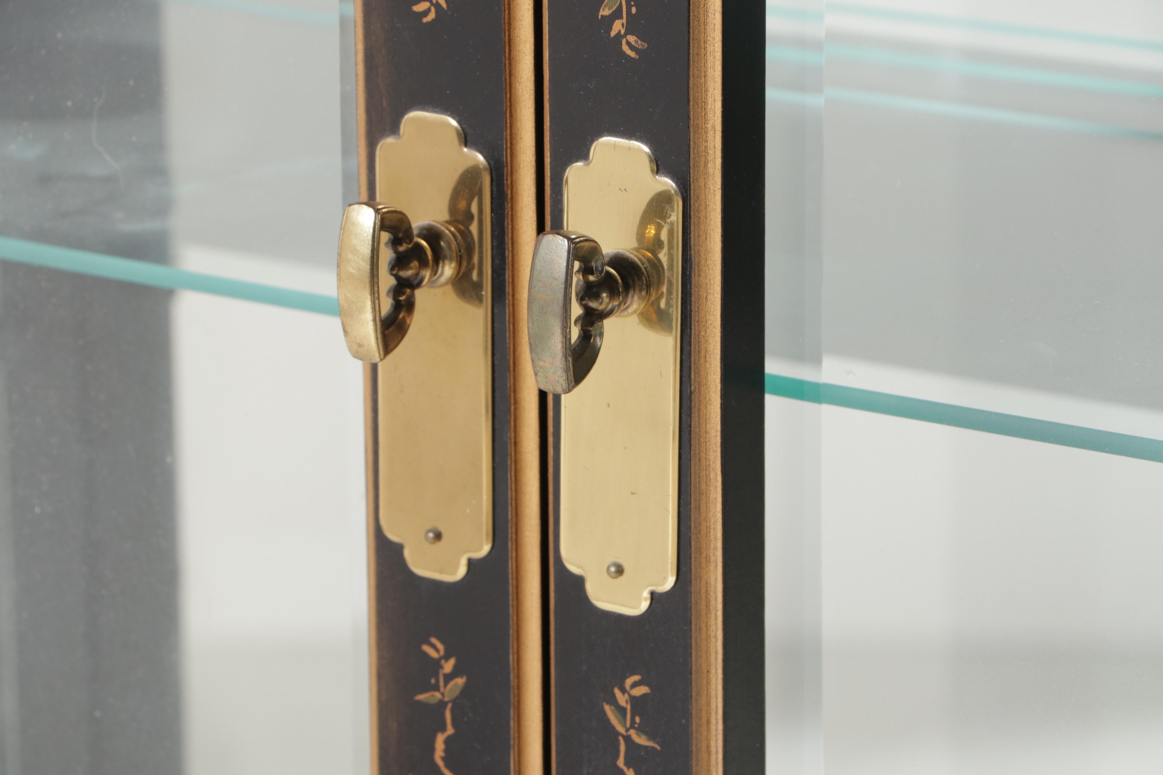 Pulaski Ebonized, Parcel-Gilt, and Chinoiserie-Decorated Display Cabinet