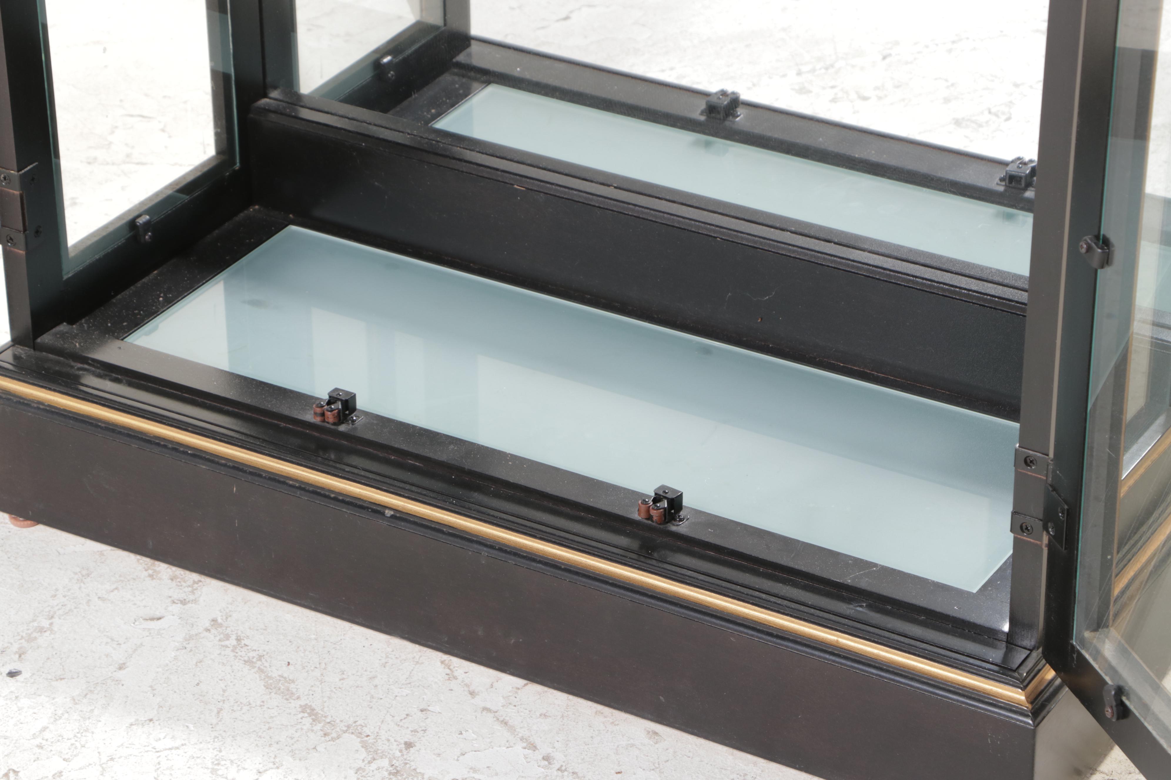 Pulaski Ebonized, Parcel-Gilt, and Chinoiserie-Decorated Display Cabinet