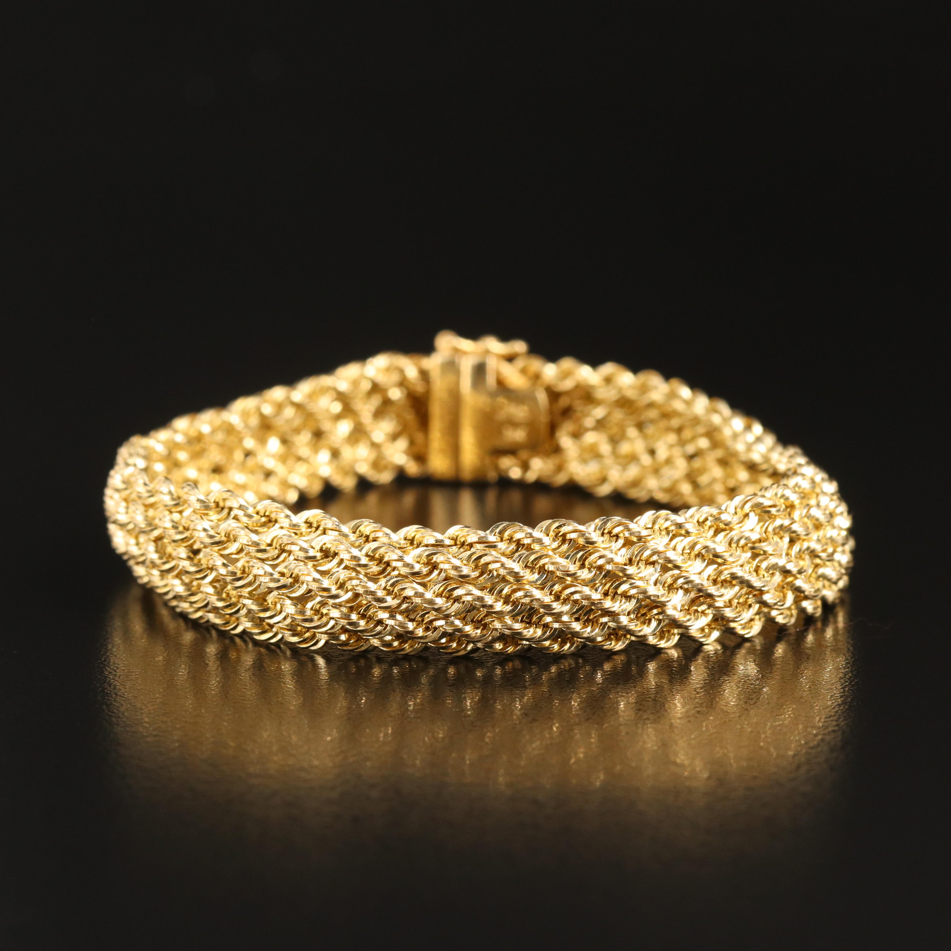 14K Five Strand Rope Chain Bracelet