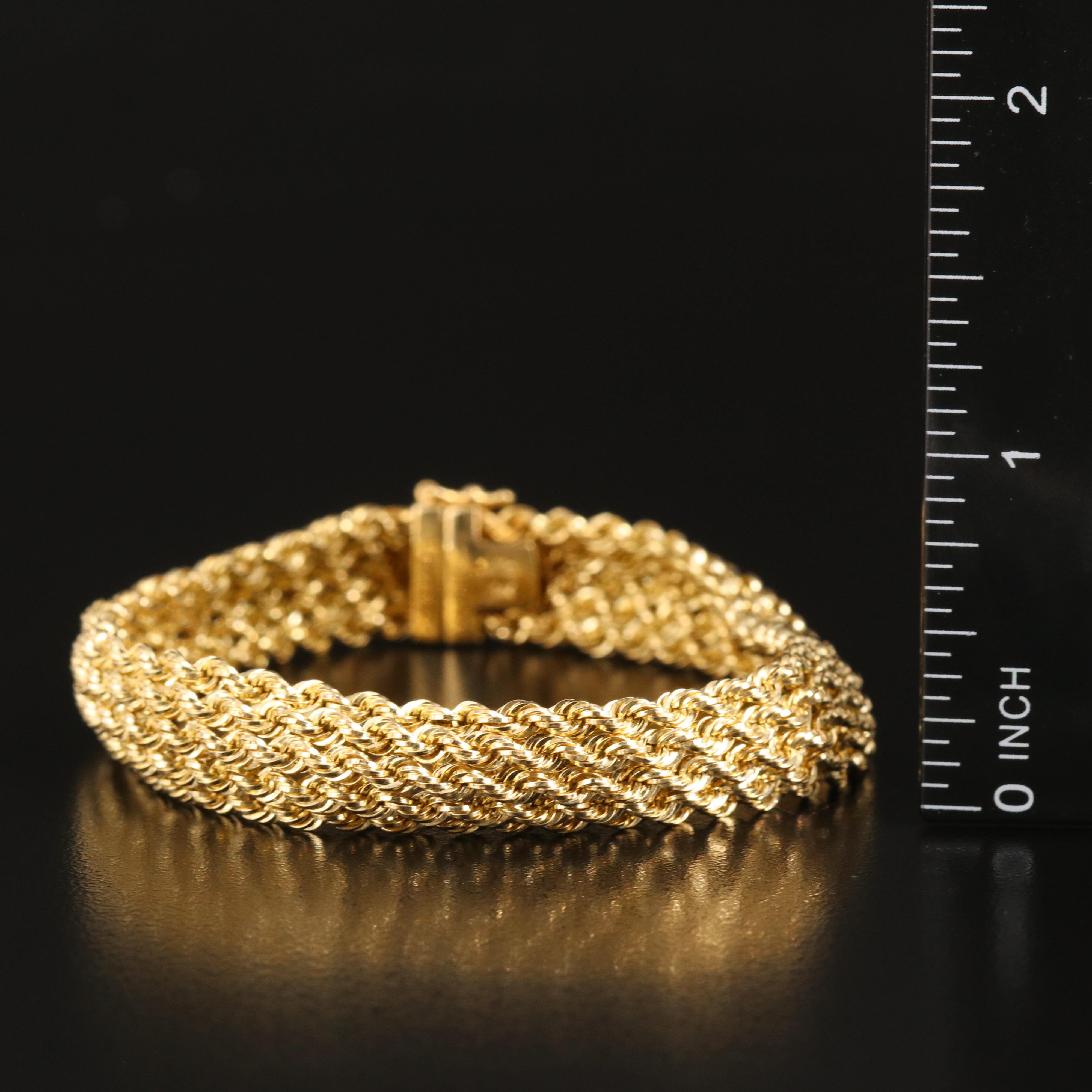 14K Five Strand Rope Chain Bracelet