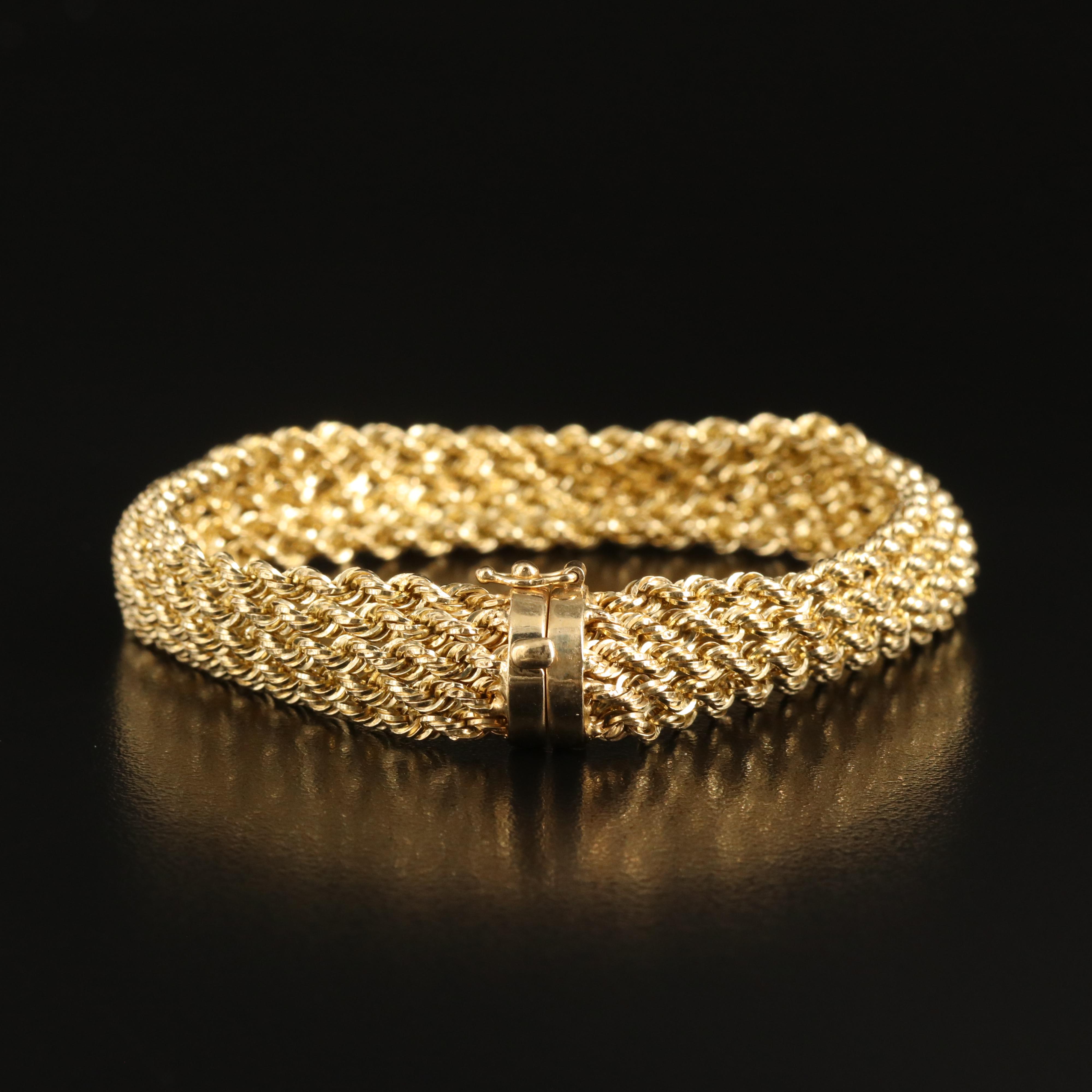 14K Five Strand Rope Chain Bracelet