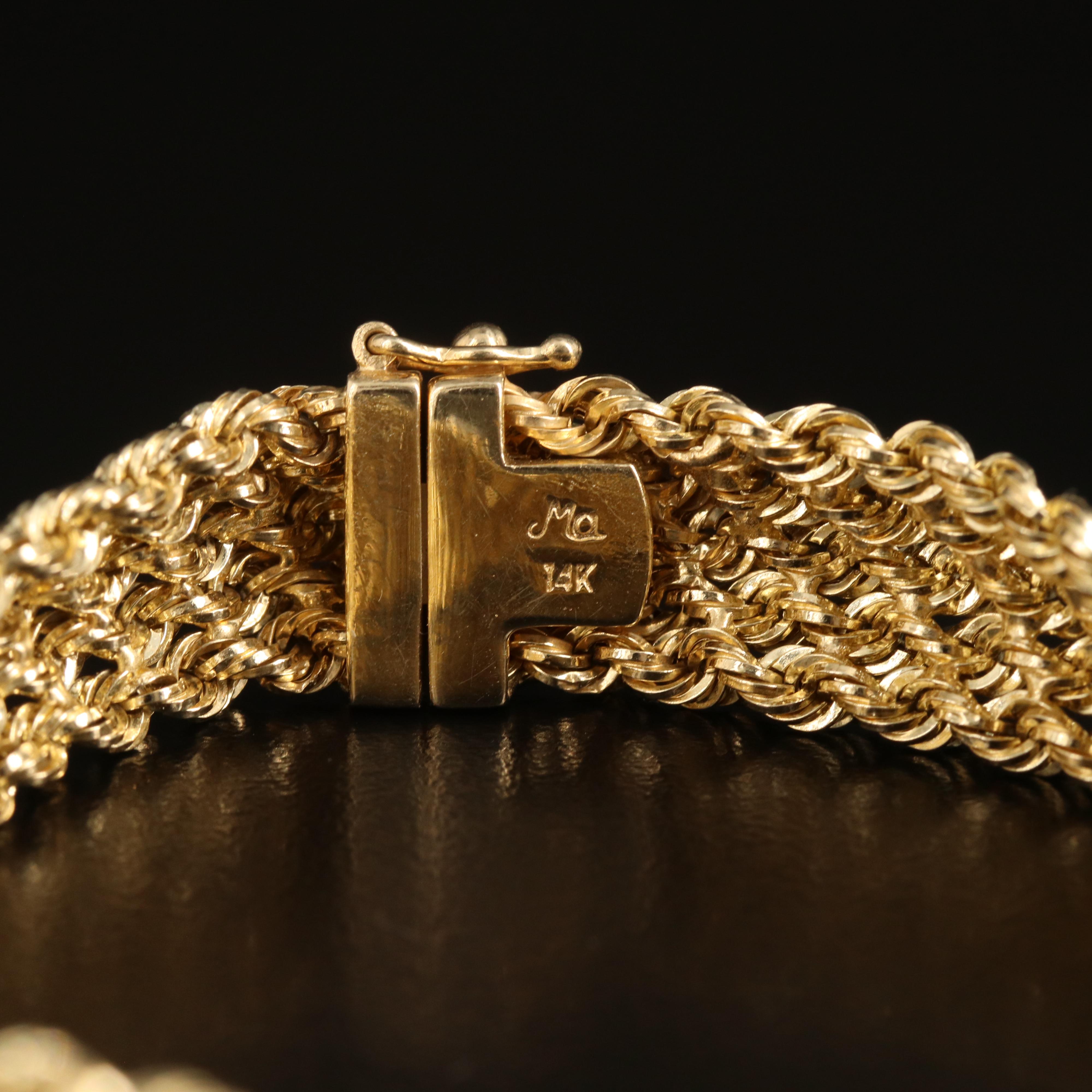 14K Five Strand Rope Chain Bracelet