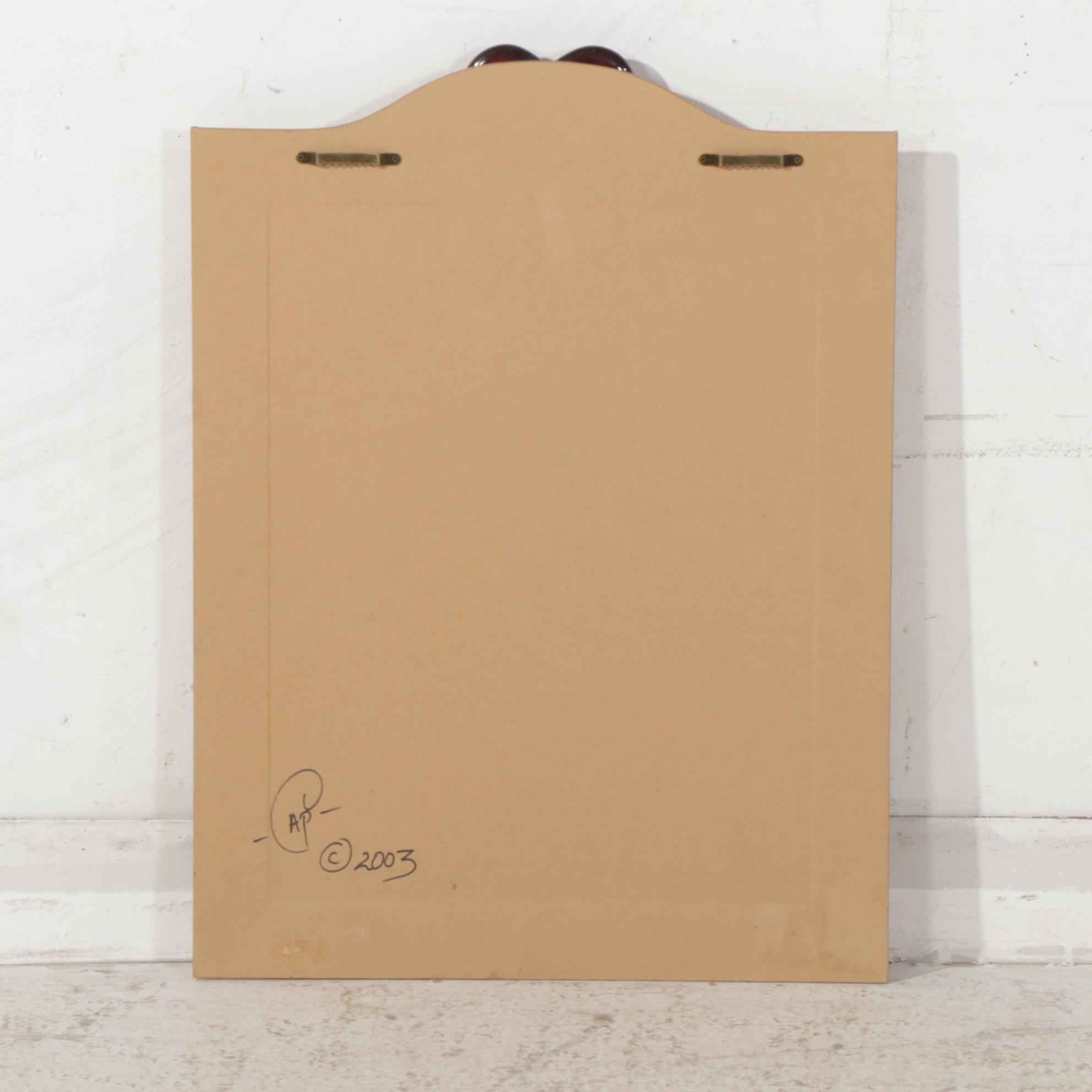 Blown Glass Heart with Wings and Hand-Embellished Wall Mirror