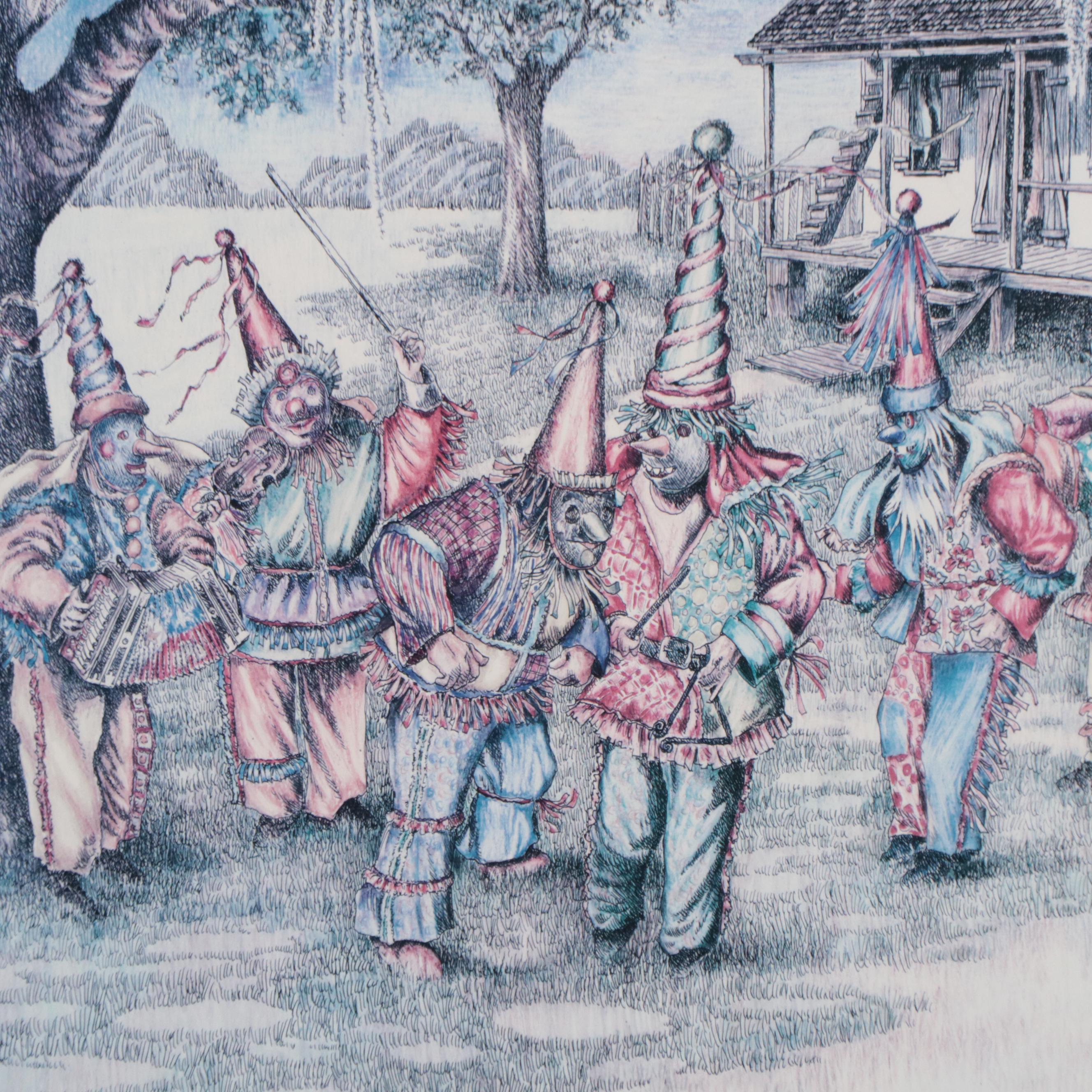 Floyd Sonnier Offset Lithograph "Tee-Mamou Mardi Gras Two-Step"