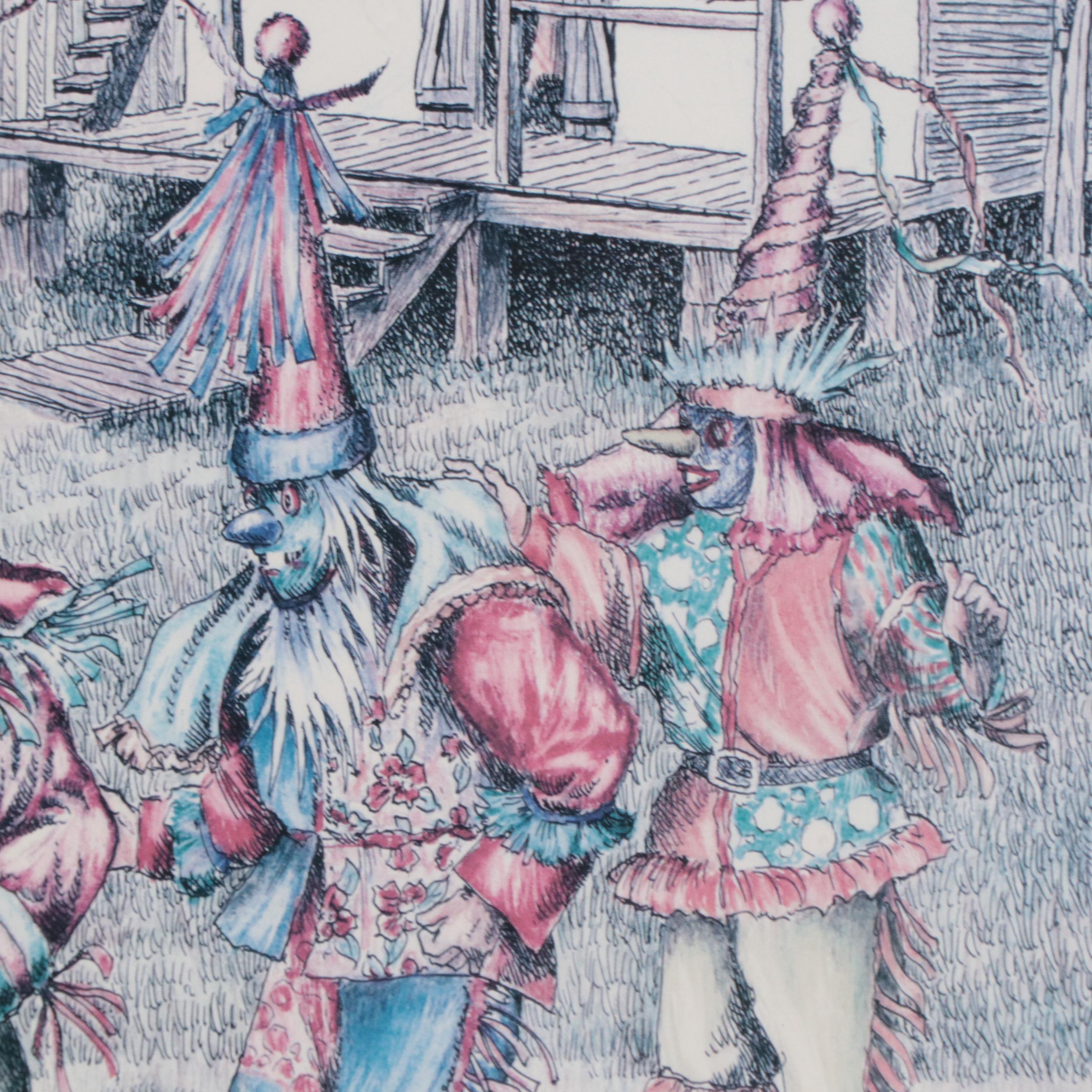 Floyd Sonnier Offset Lithograph "Tee-Mamou Mardi Gras Two-Step"