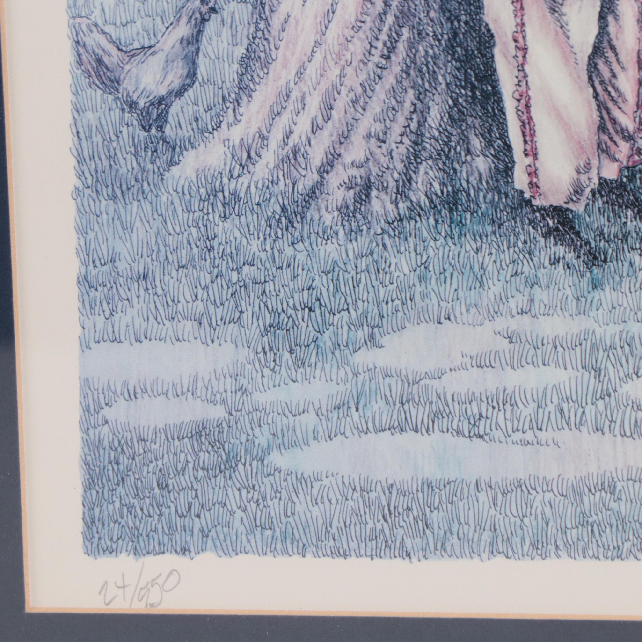 Floyd Sonnier Offset Lithograph "Tee-Mamou Mardi Gras Two-Step"