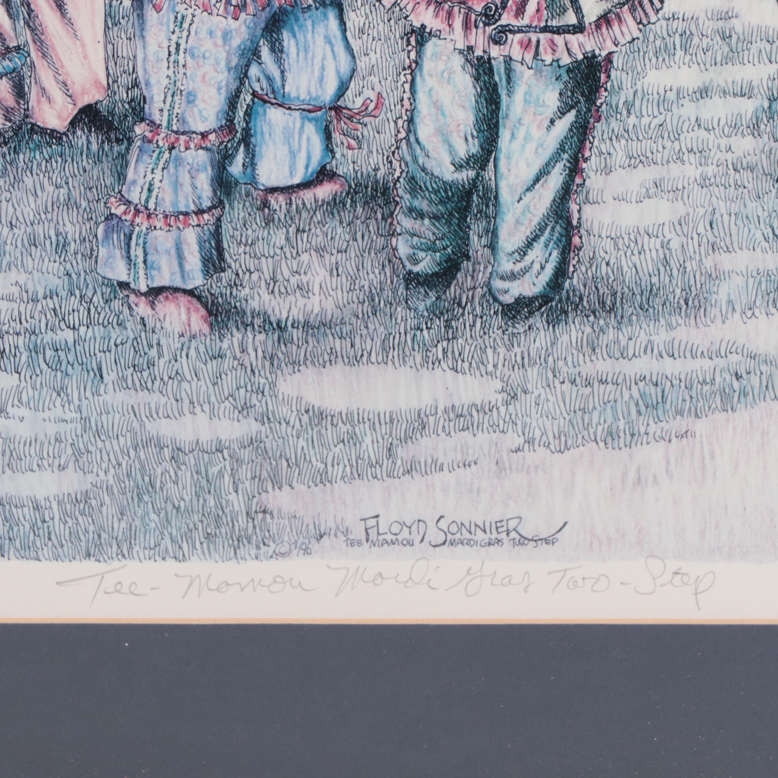 Floyd Sonnier Offset Lithograph "Tee-Mamou Mardi Gras Two-Step"