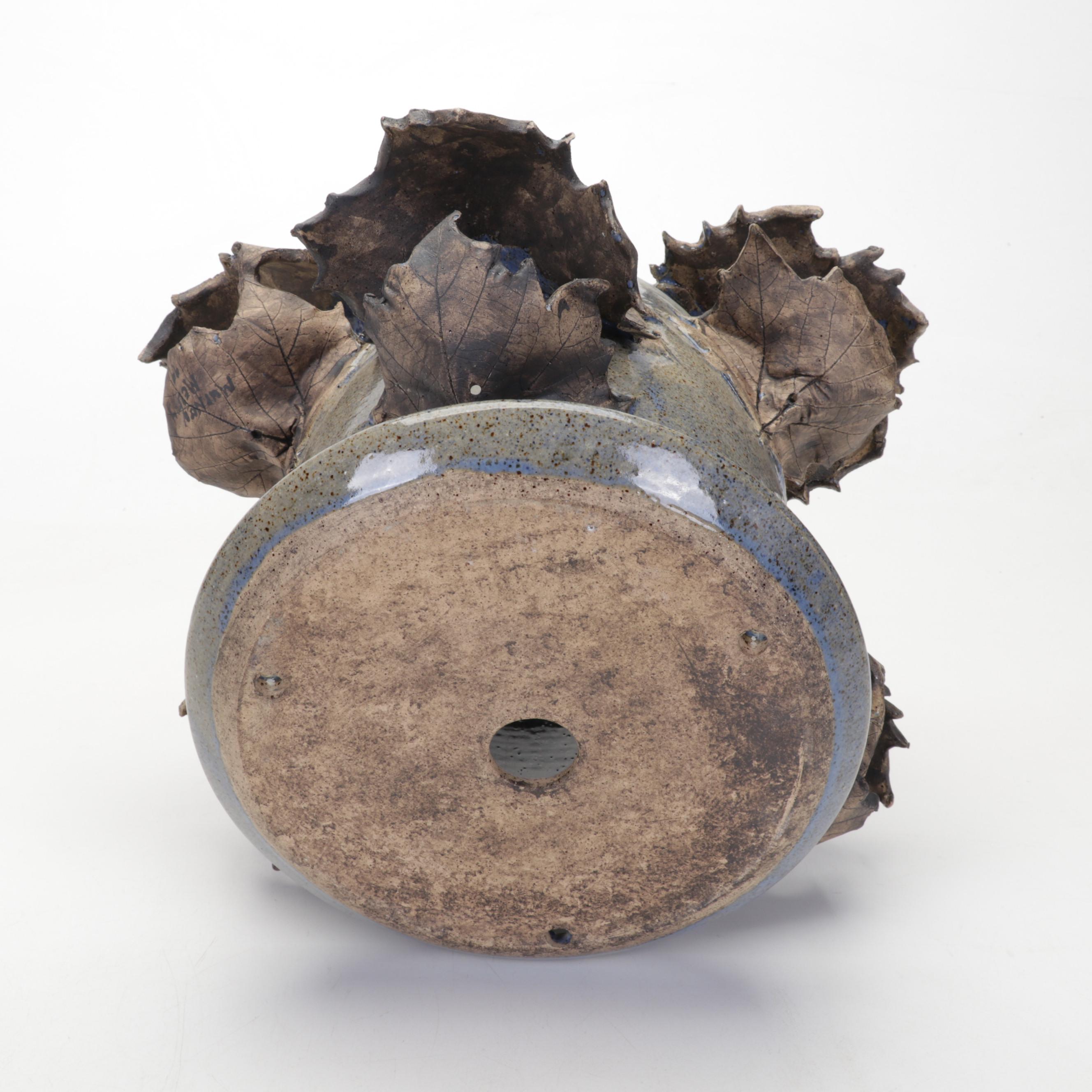 Contemporary Art Pottery Two-Piece Bird Feeder