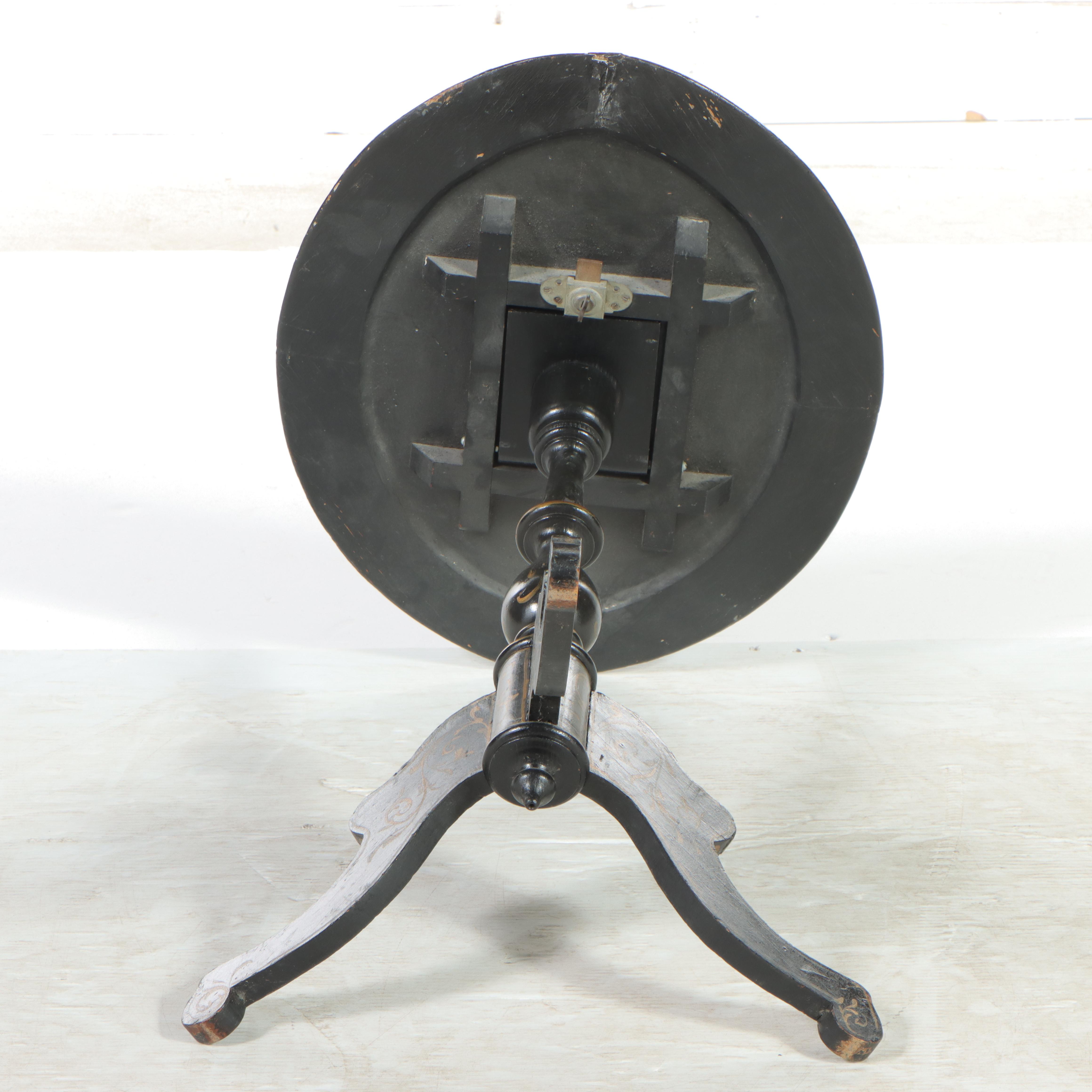 Victorian Painted and Shell-Inlaid Papier-mâché Tilt Top Table