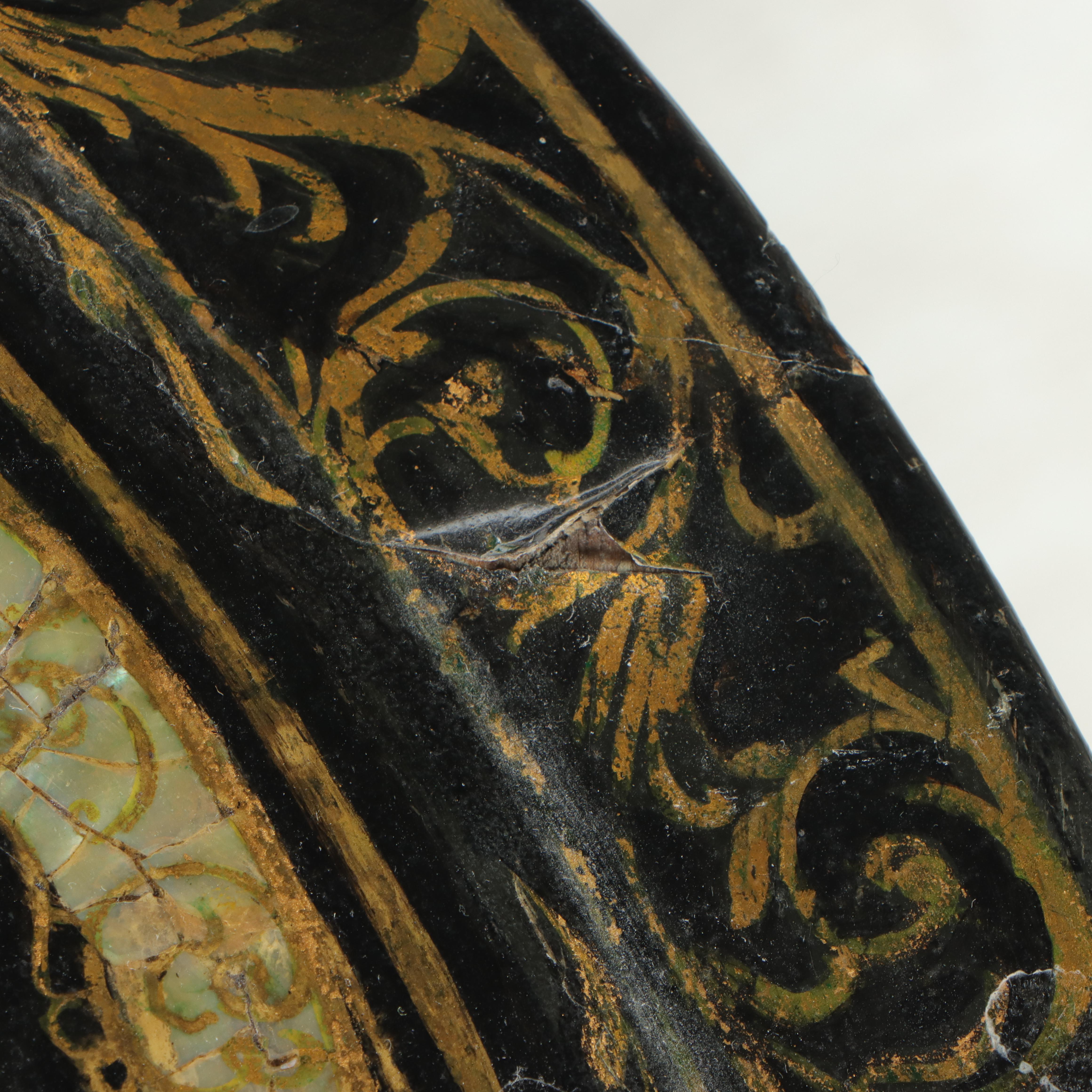 Victorian Painted and Shell-Inlaid Papier-mâché Tilt Top Table