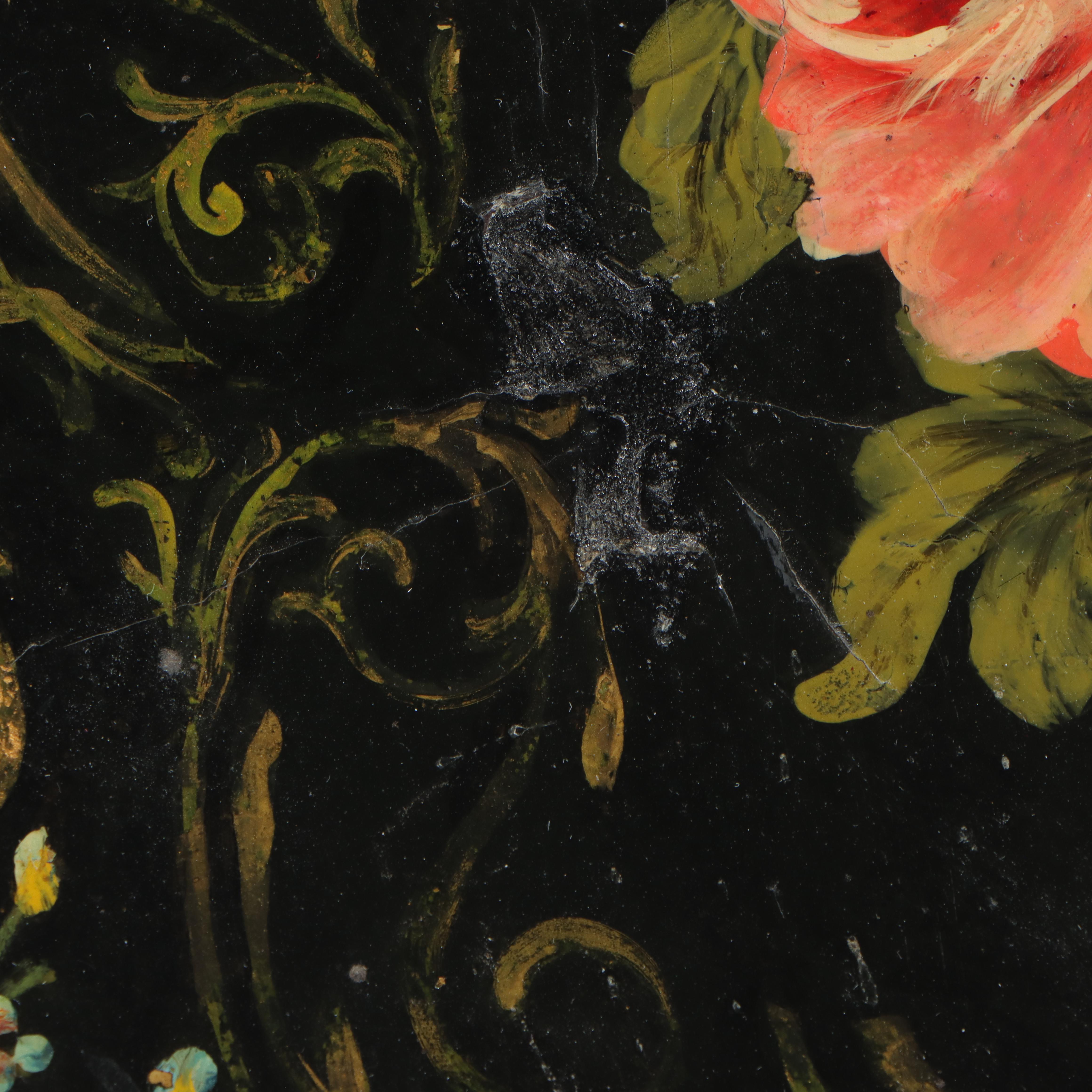 Victorian Painted and Shell-Inlaid Papier-mâché Tilt Top Table