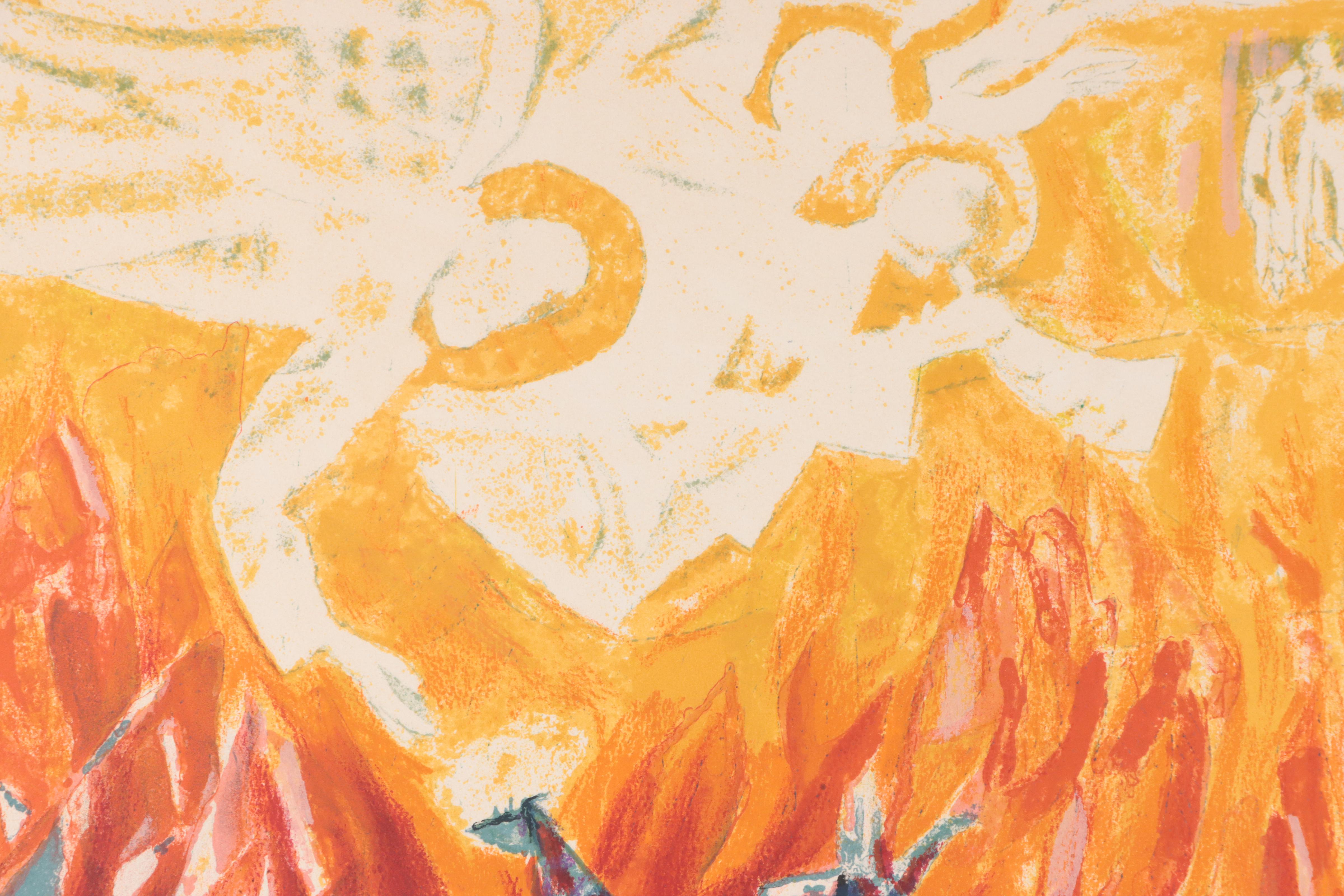 Abraham Rattner Color Lithograph "Ezekiel in the Valley of the Dried Bones"