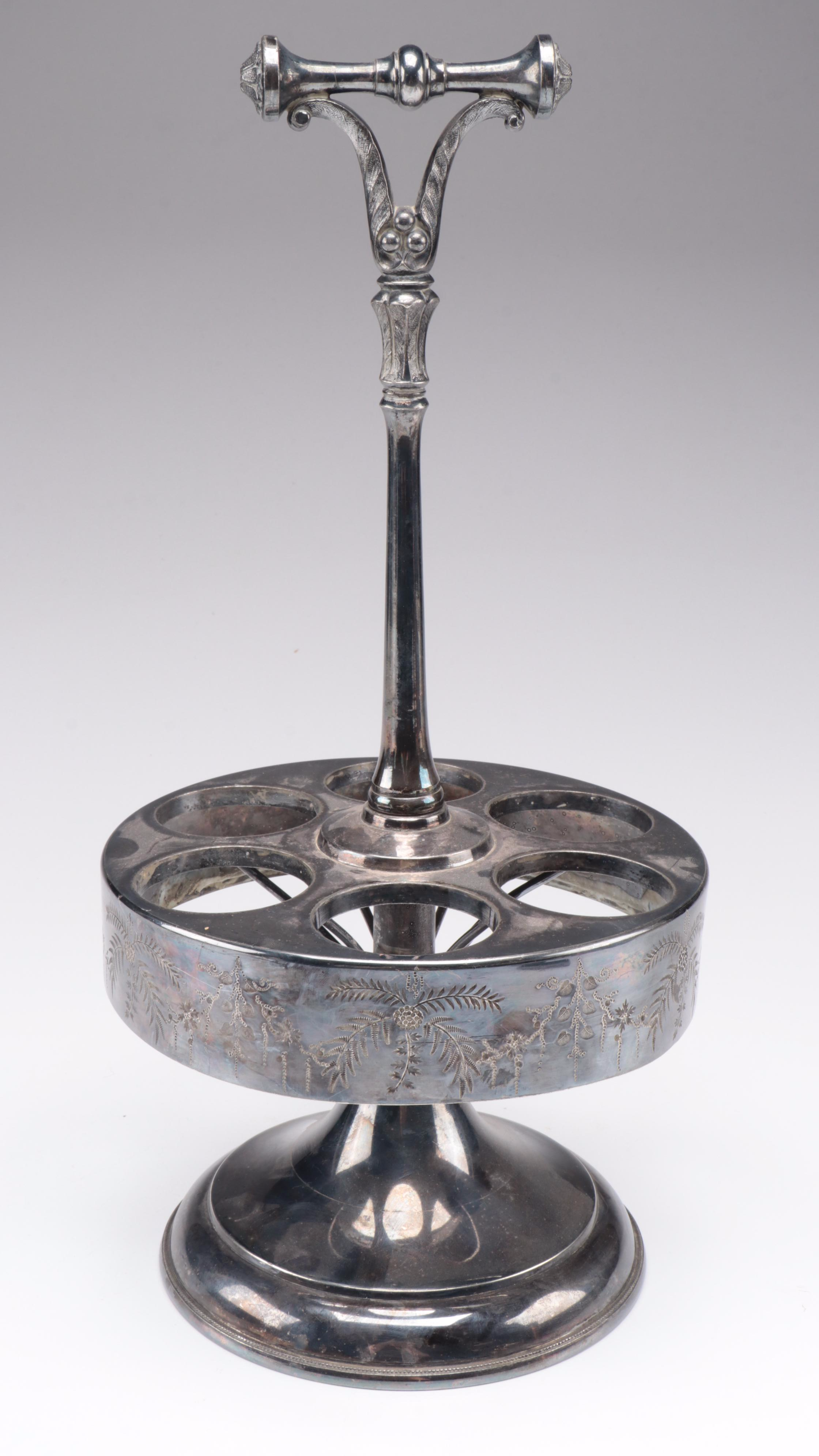 Meriden Britannia Co. Silver Plate and Glass Cruet Set, Late 19th Century