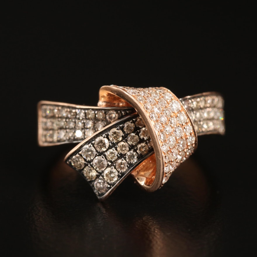 14K Rose Gold 1.04 CTW Diamond Bow Ring