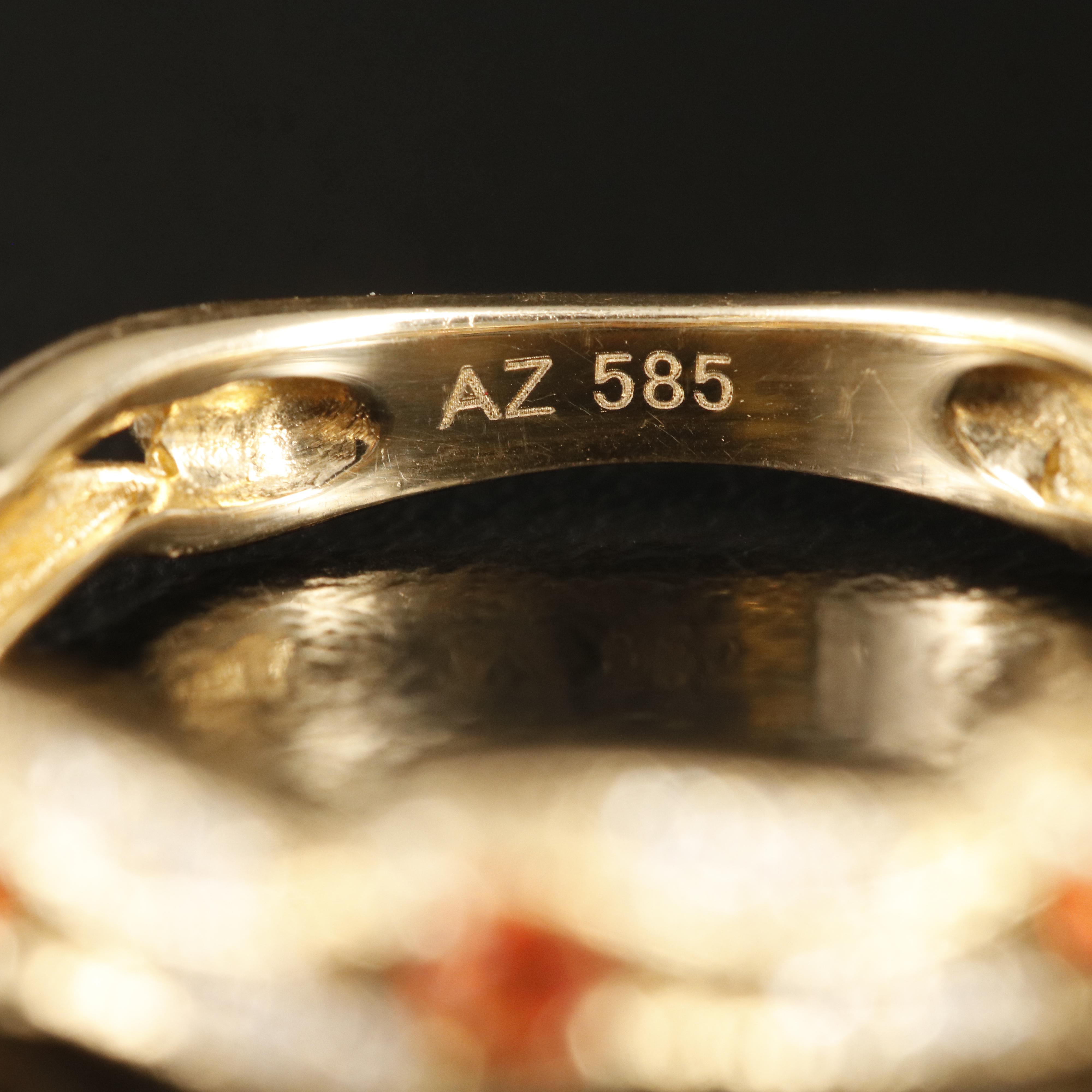 14K Orange Sapphire and Diamond Double Ribbon Band