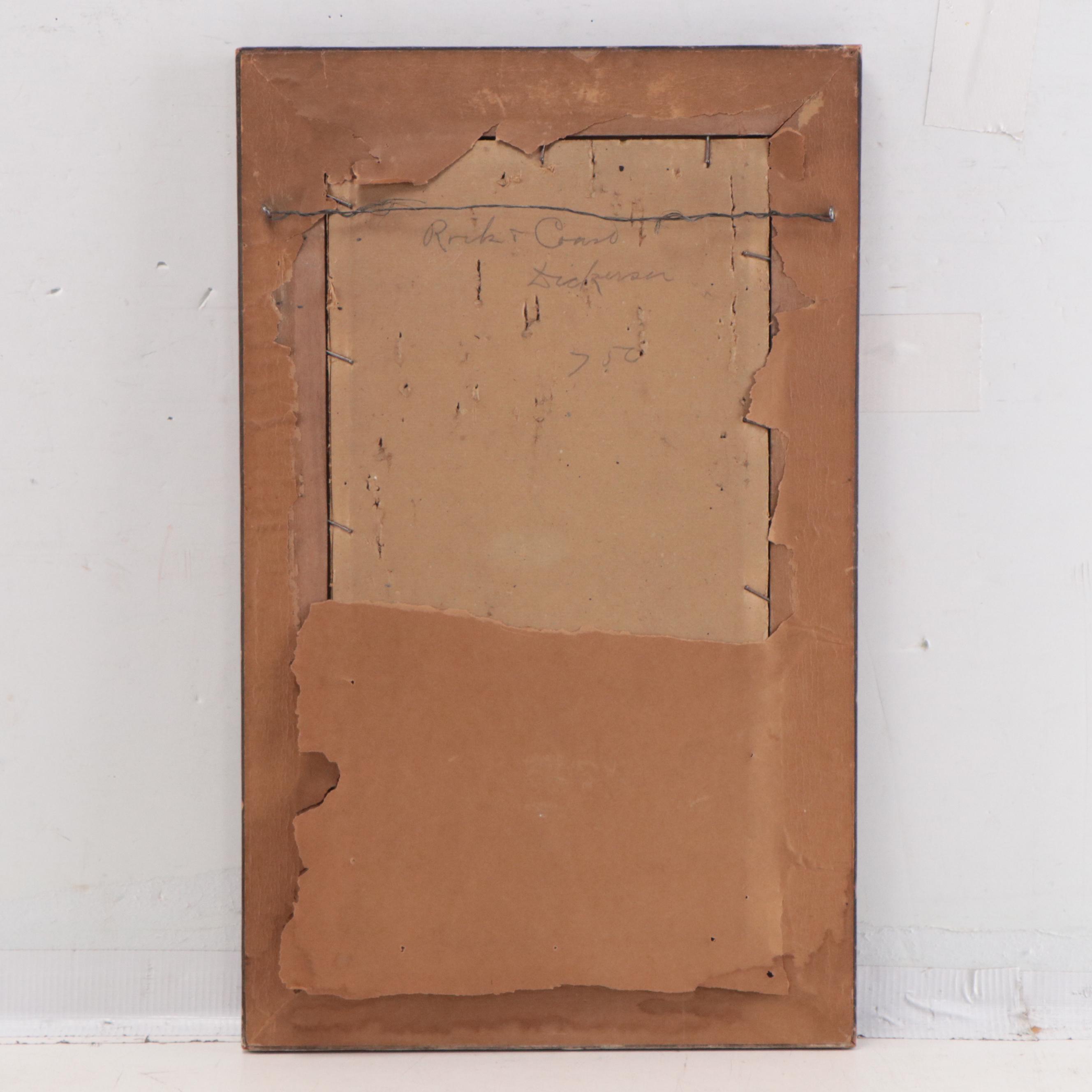 H. W. Dickenson Watercolor Painting of Rocky Coastline