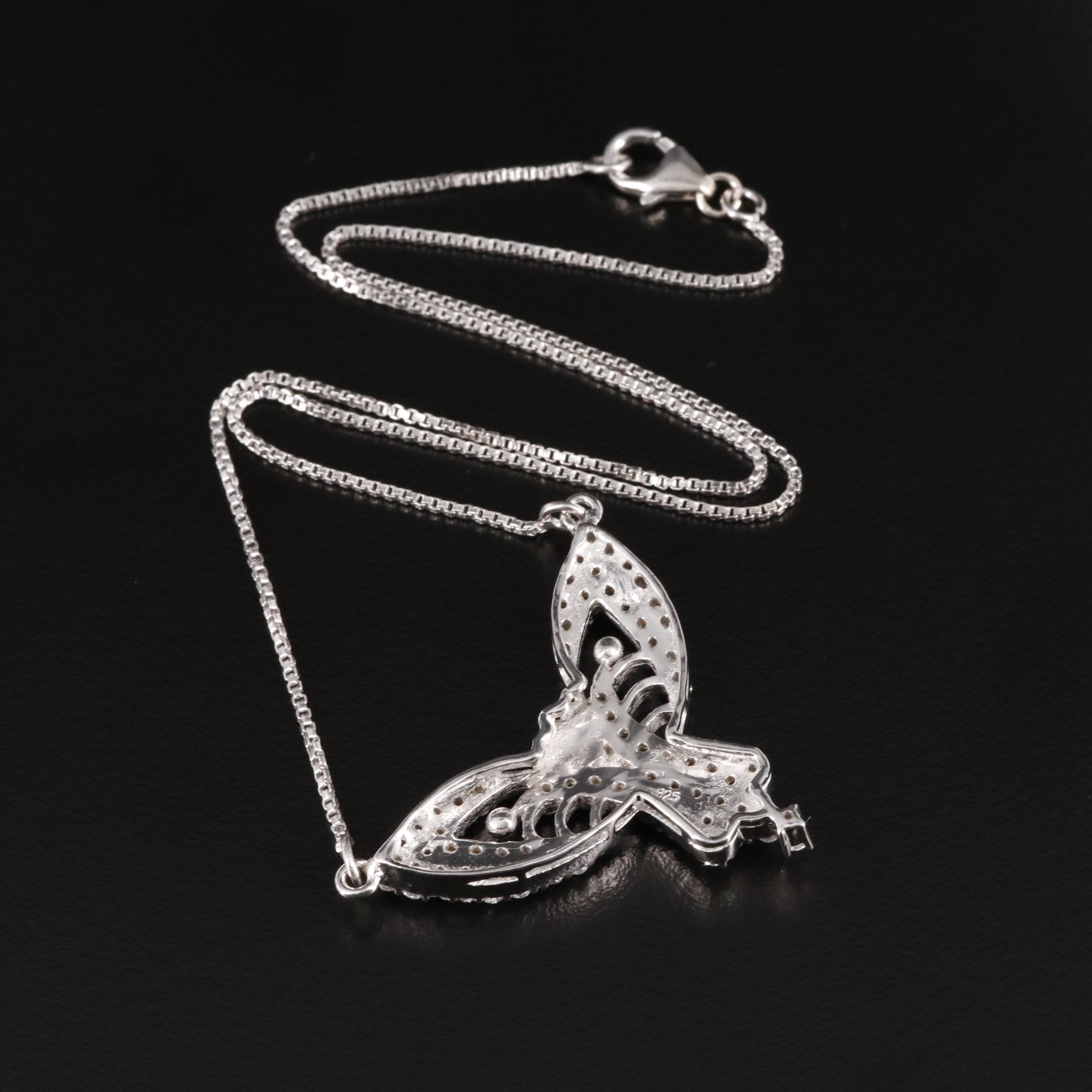 Sterling Cubic Zirconia Butterfly Necklace