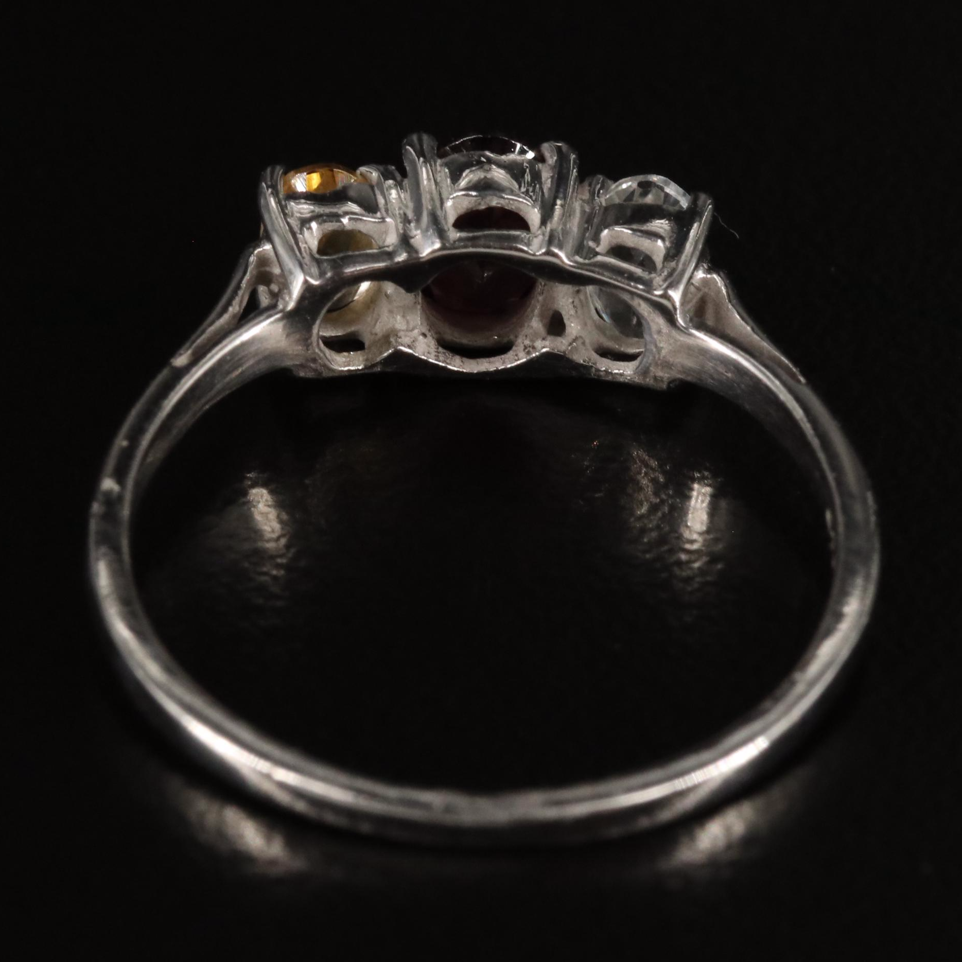 Sterling Garnet, Citrine and White Topaz Ring