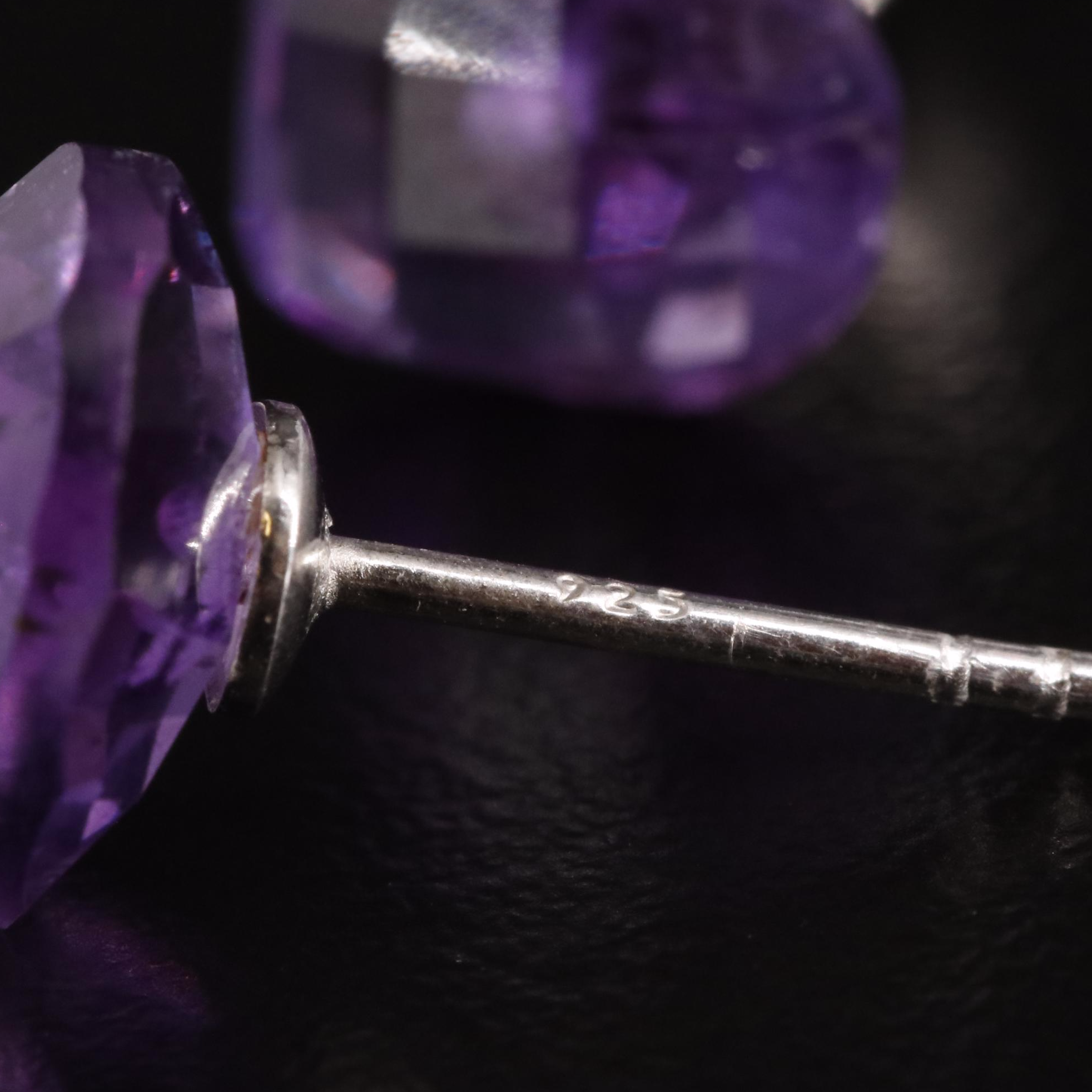 Sterling Amethyst Pear-Cut Stud Earrings