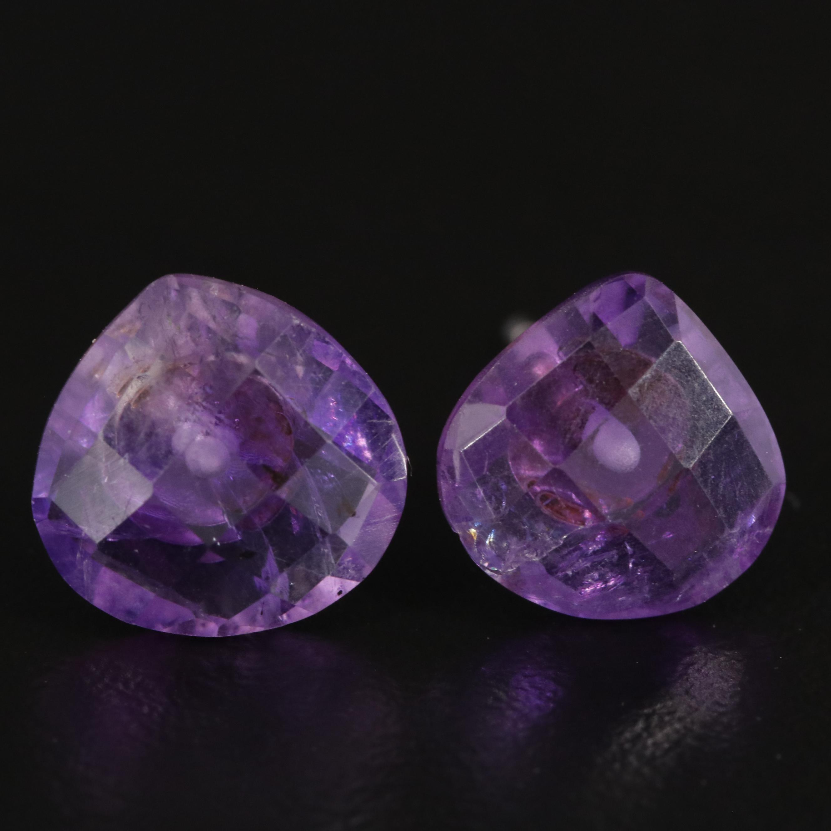 Sterling Amethyst Pear-Cut Stud Earrings