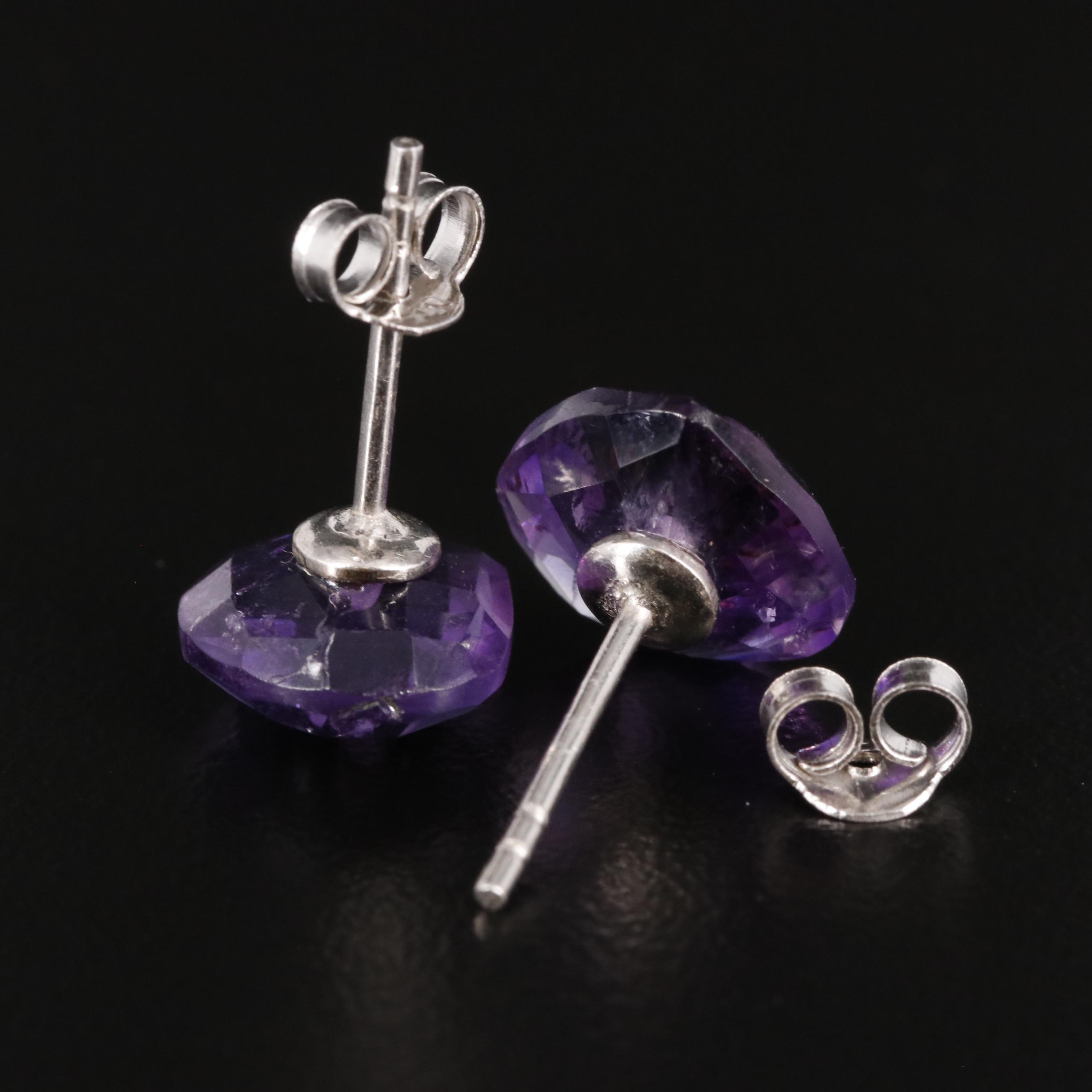 Sterling Amethyst Pear-Cut Stud Earrings